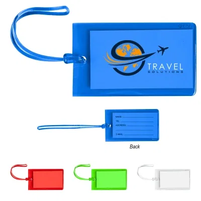 Clear version of the bag tag viewed from the front