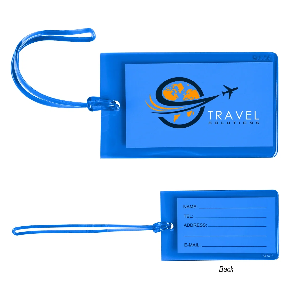 Royal blue tag displayed beside the other choices