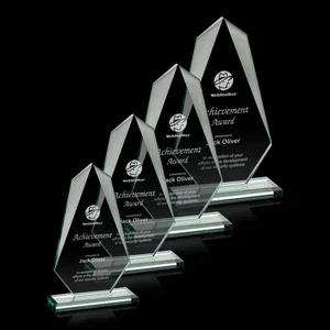 Jade Glass Award, Bevel Widens at Top, Tapers to the Base