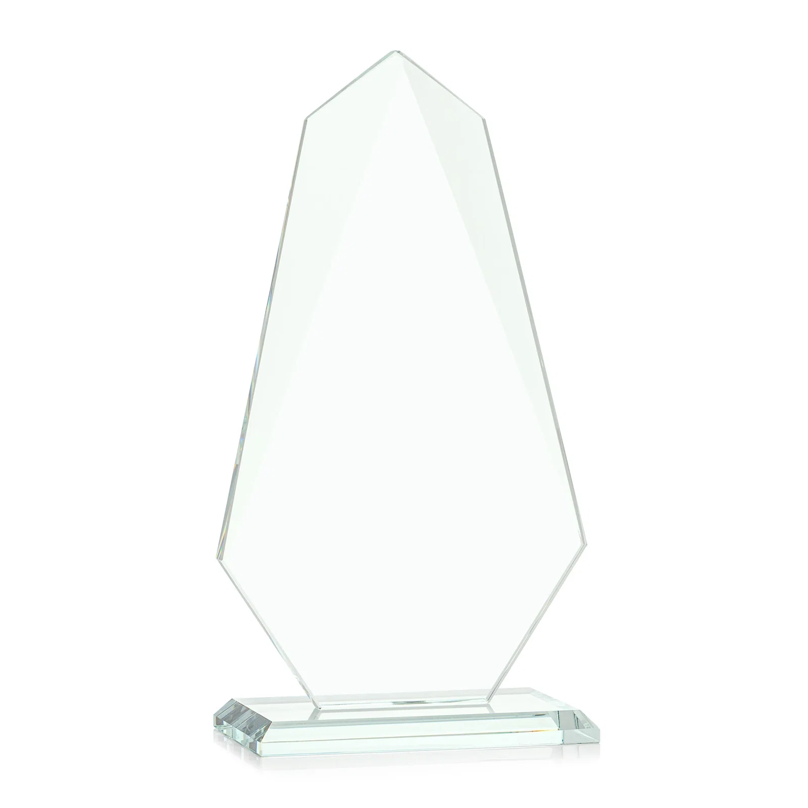 Personalized Jade Glass Award, Bevel Widens at Top, Tapers to the Base, with your logo for corporate award ceremonies