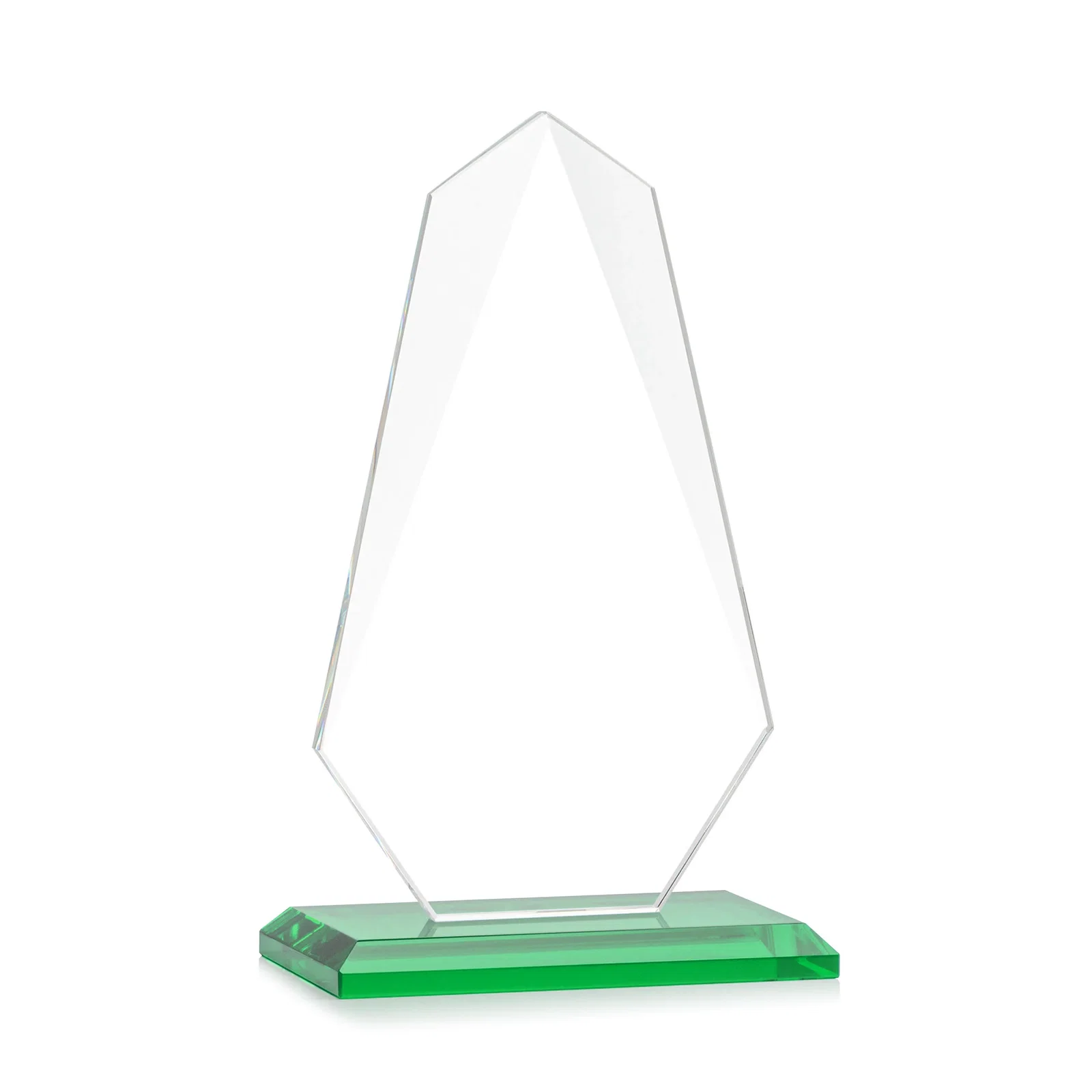 Personalized Jade Glass Award, Bevel Widens at Top, Tapers to the Base, with your logo for company anniversary events
