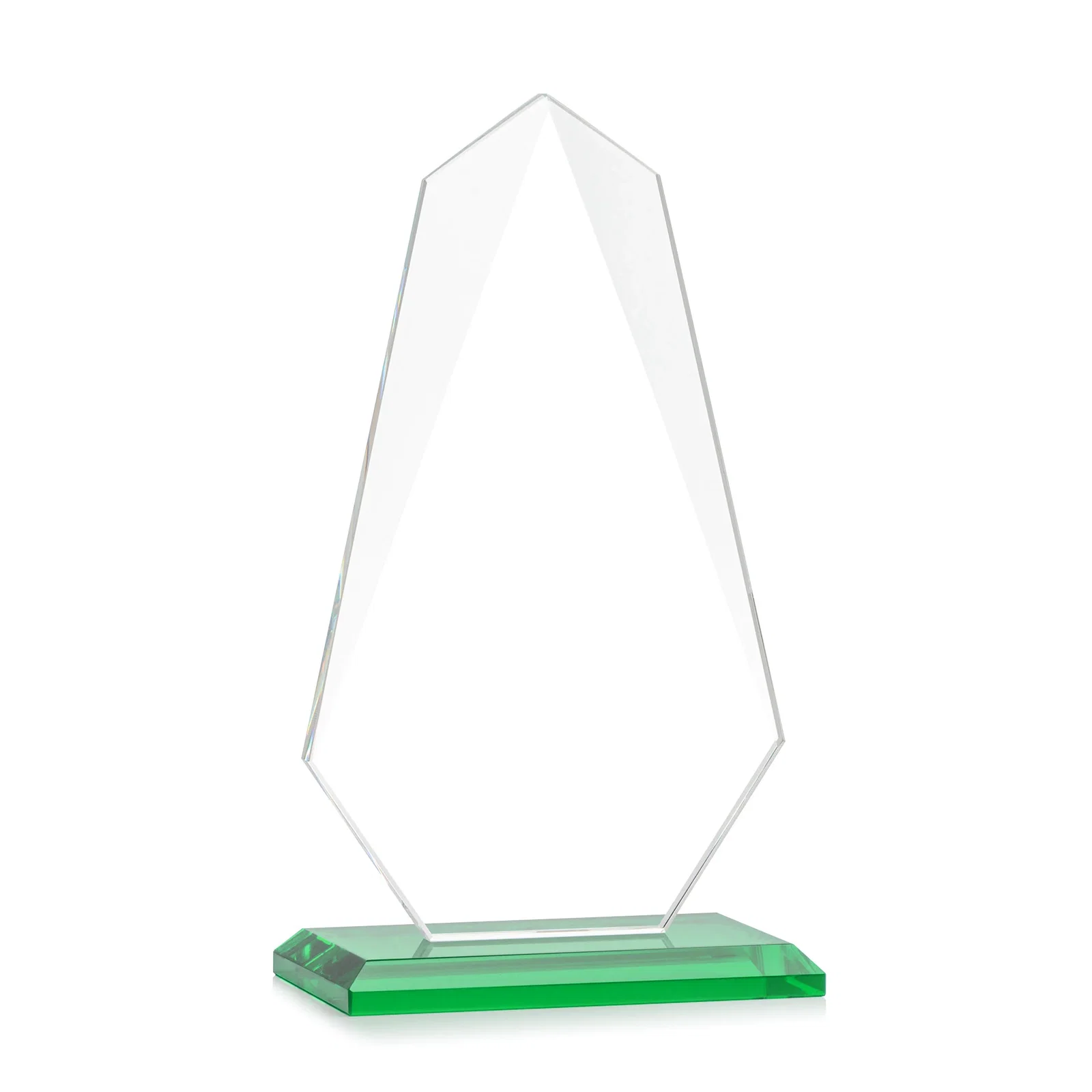 Promotional Jade Glass Award, Bevel Widens at Top, Tapers to the Base, with your logo for employee recognition