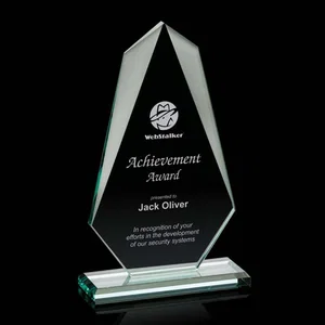 Jade Glass Award, Bevel Widens at Top, Tapers to the Base