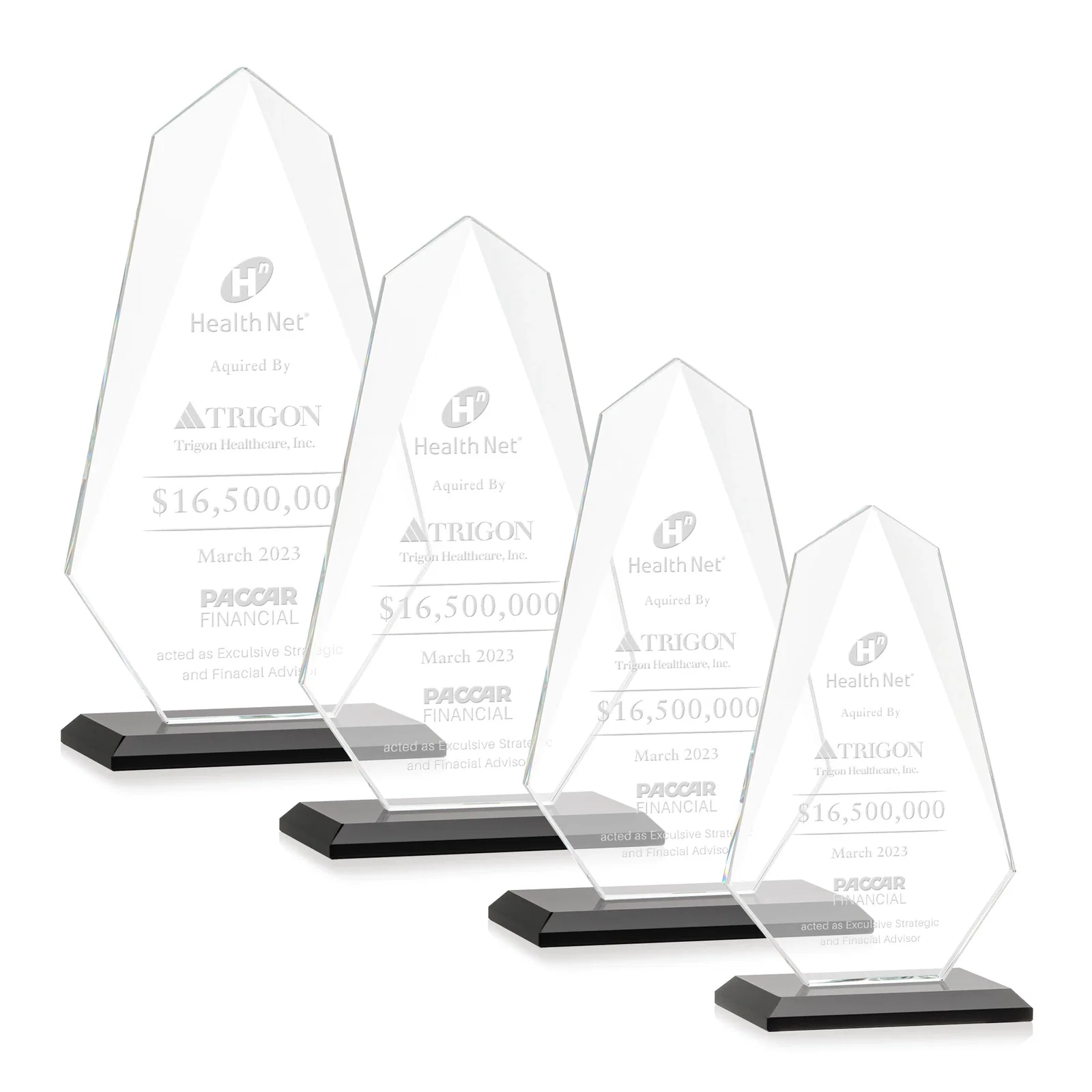 Personalized Jade Glass Award, Bevel Widens at Top, Tapers to the Base for team milestone celebrations