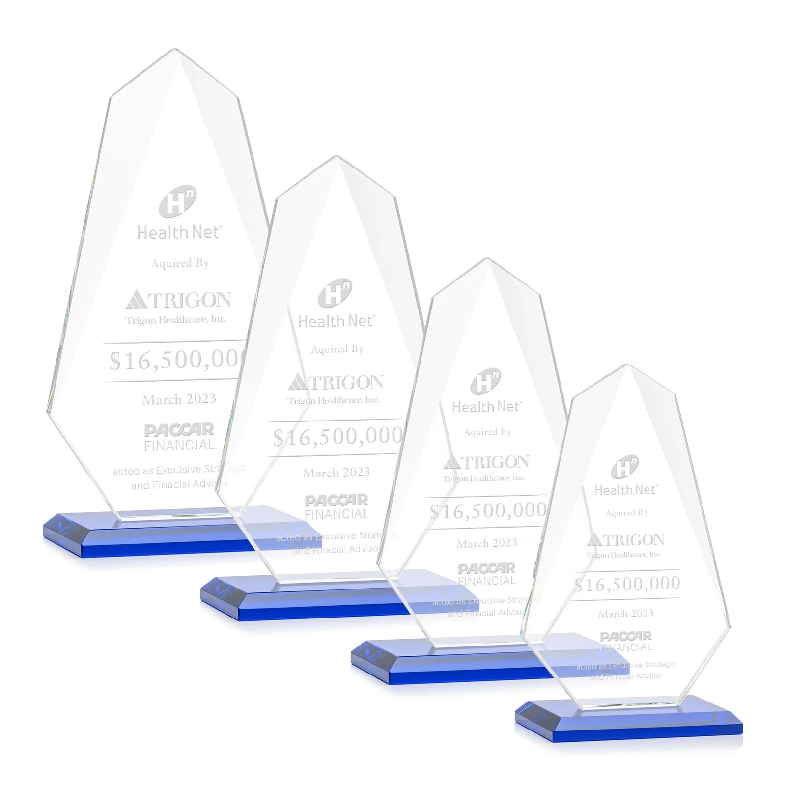 Personalized Jade Glass Award, Bevel Widens at Top, Tapers to the Base for dealer and partner awards