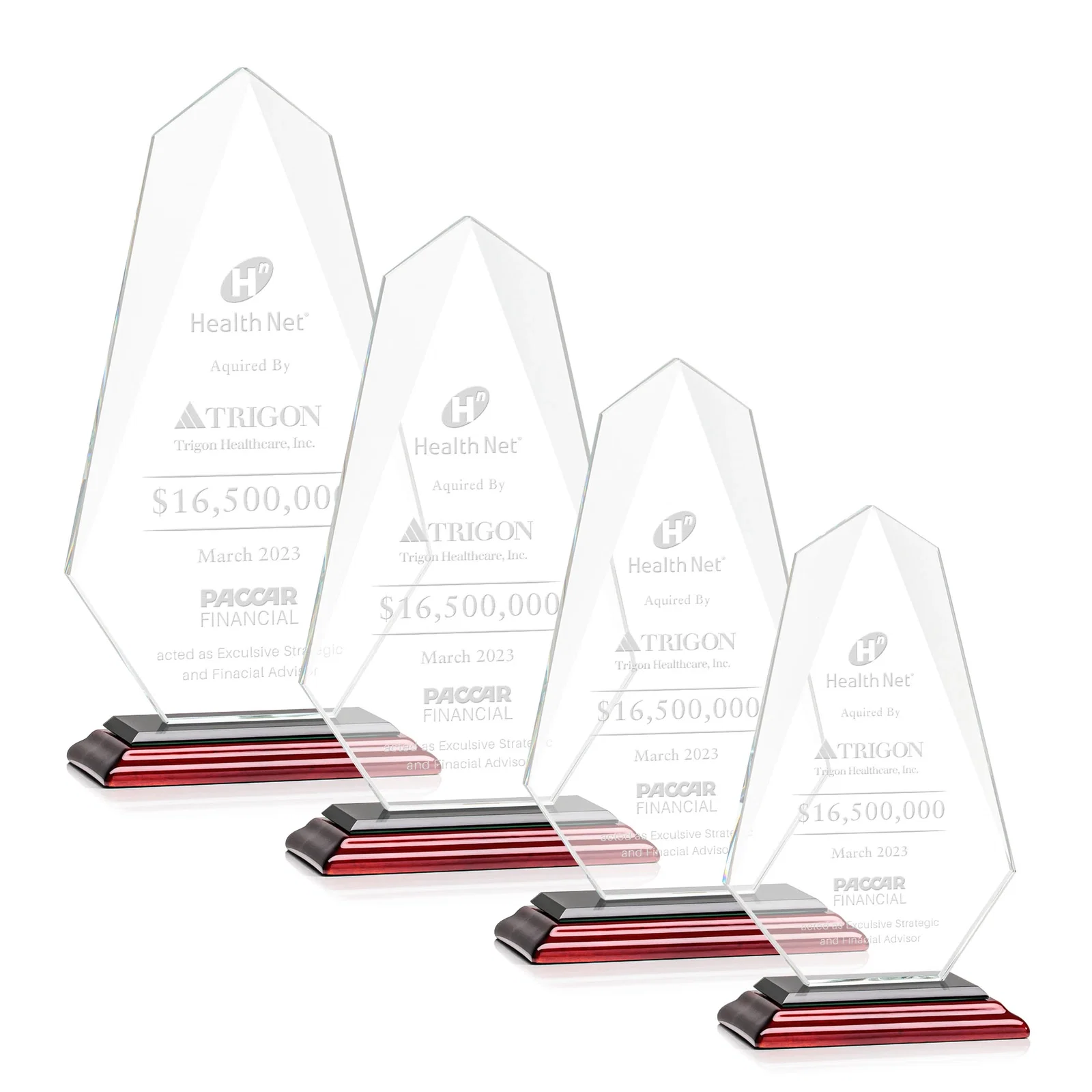 Promotional Jade Glass Award, Bevel Widens at Top, Tapers to the Base for sales achievement awards