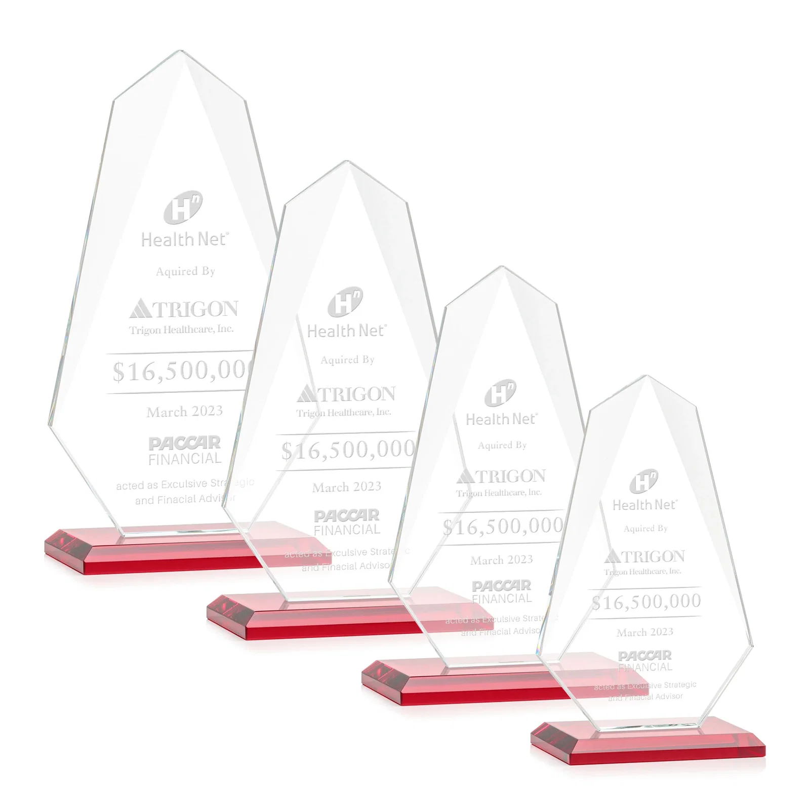Promotional Jade Glass Award, Bevel Widens at Top, Tapers to the Base for safety achievement programs