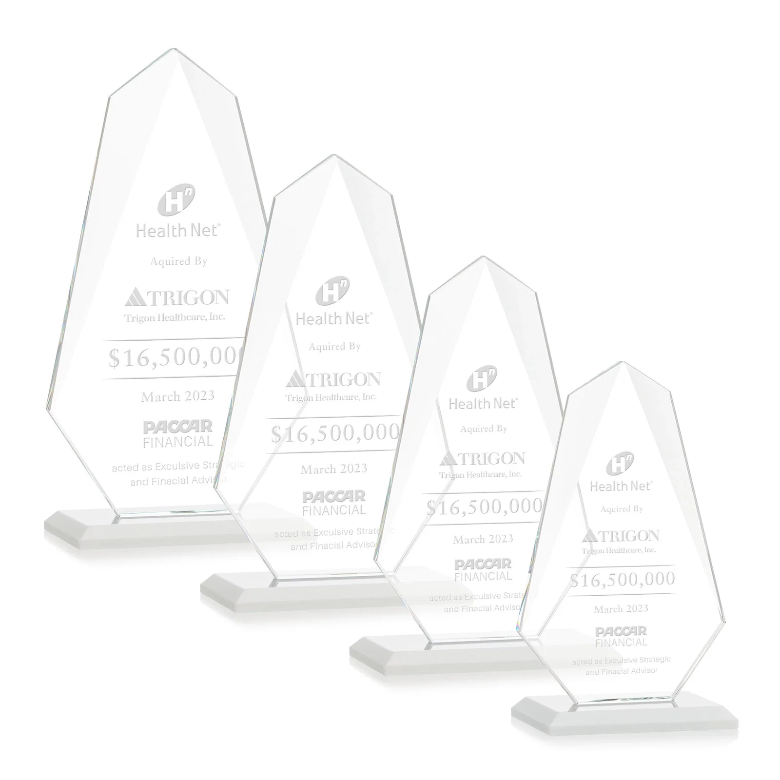 Branded Jade Glass Award, Bevel Widens at Top, Tapers to the Base for donor appreciation