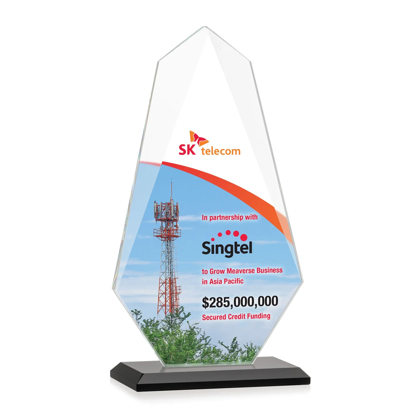 Customized Jade Glass Award, Bevel Widens at Top, Tapers to the Base for graduation ceremonies