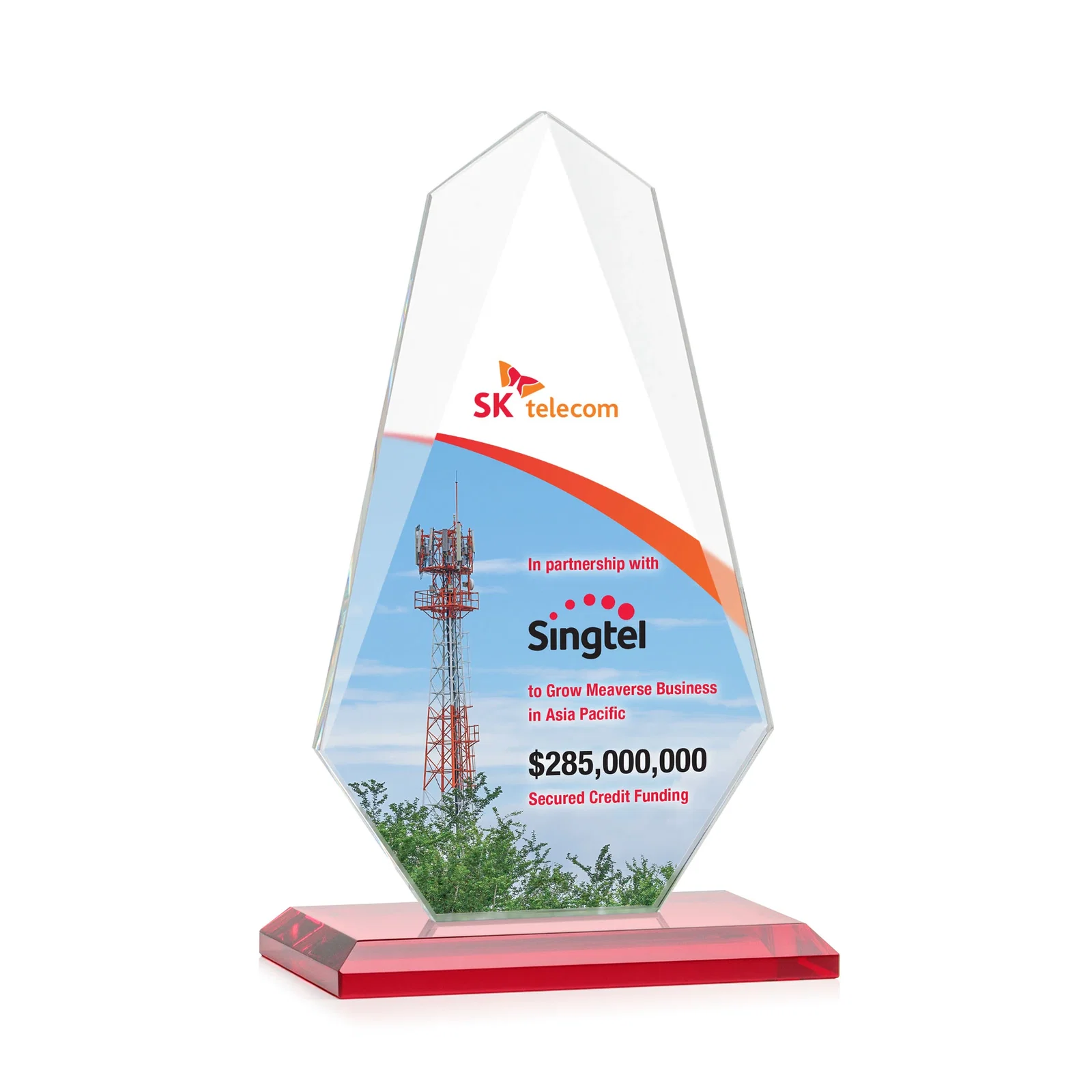 Custom engraved Jade Glass Award, Bevel Widens at Top, Tapers to the Base for safety achievement programs