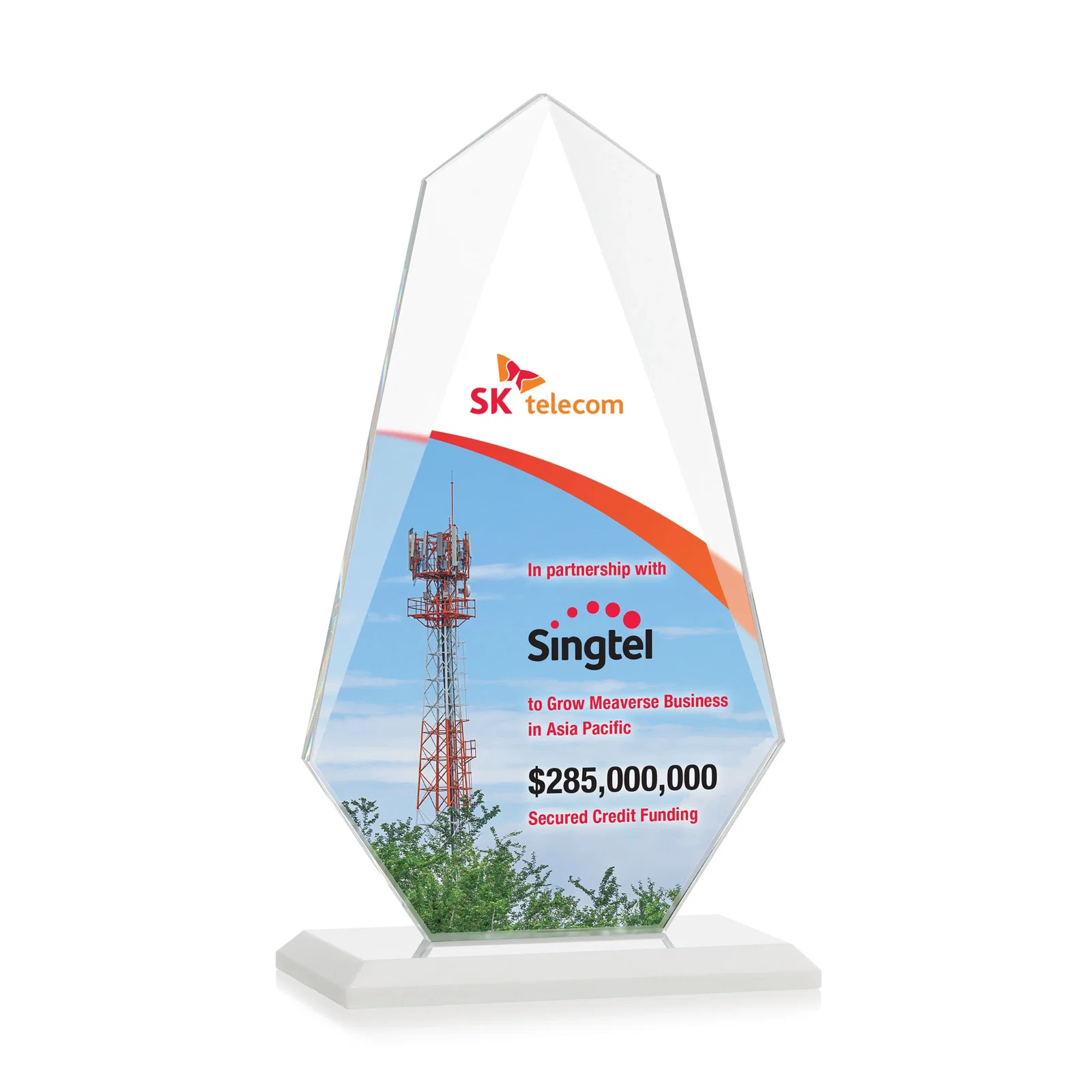 Custom Jade Glass Award, Bevel Widens at Top, Tapers to the Base, with your logo for safety achievement programs