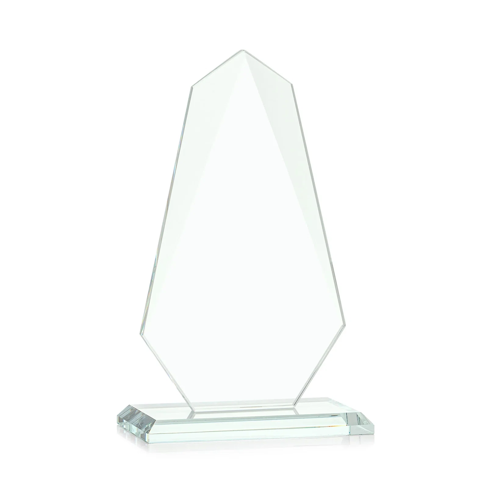 Custom Jade Glass Award, Bevel Widens at Top, Tapers to the Base, with your logo for company anniversary events