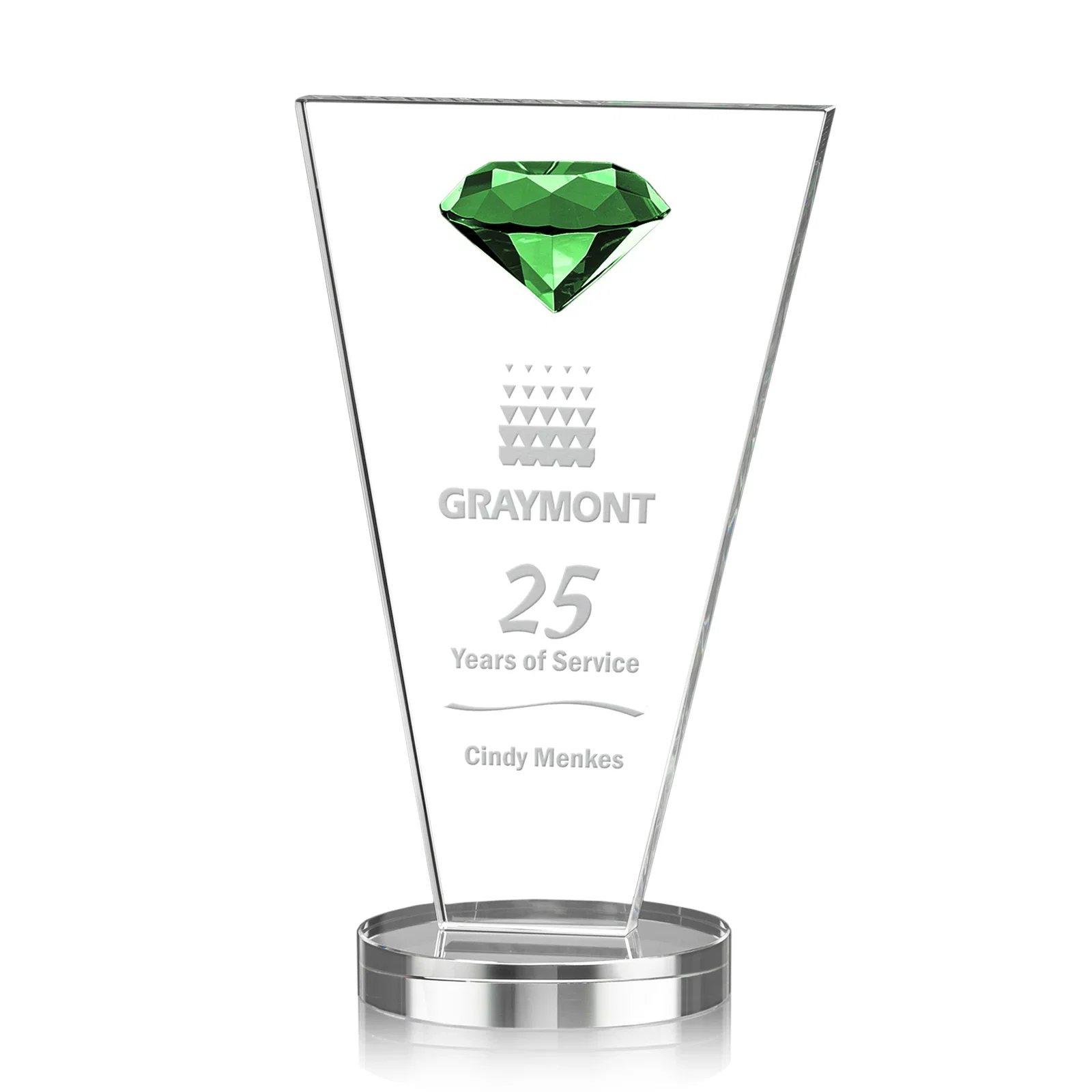 Custom Optical Crystal Diamond Award with Layered Faceted Gemstone for dealer and partner awards