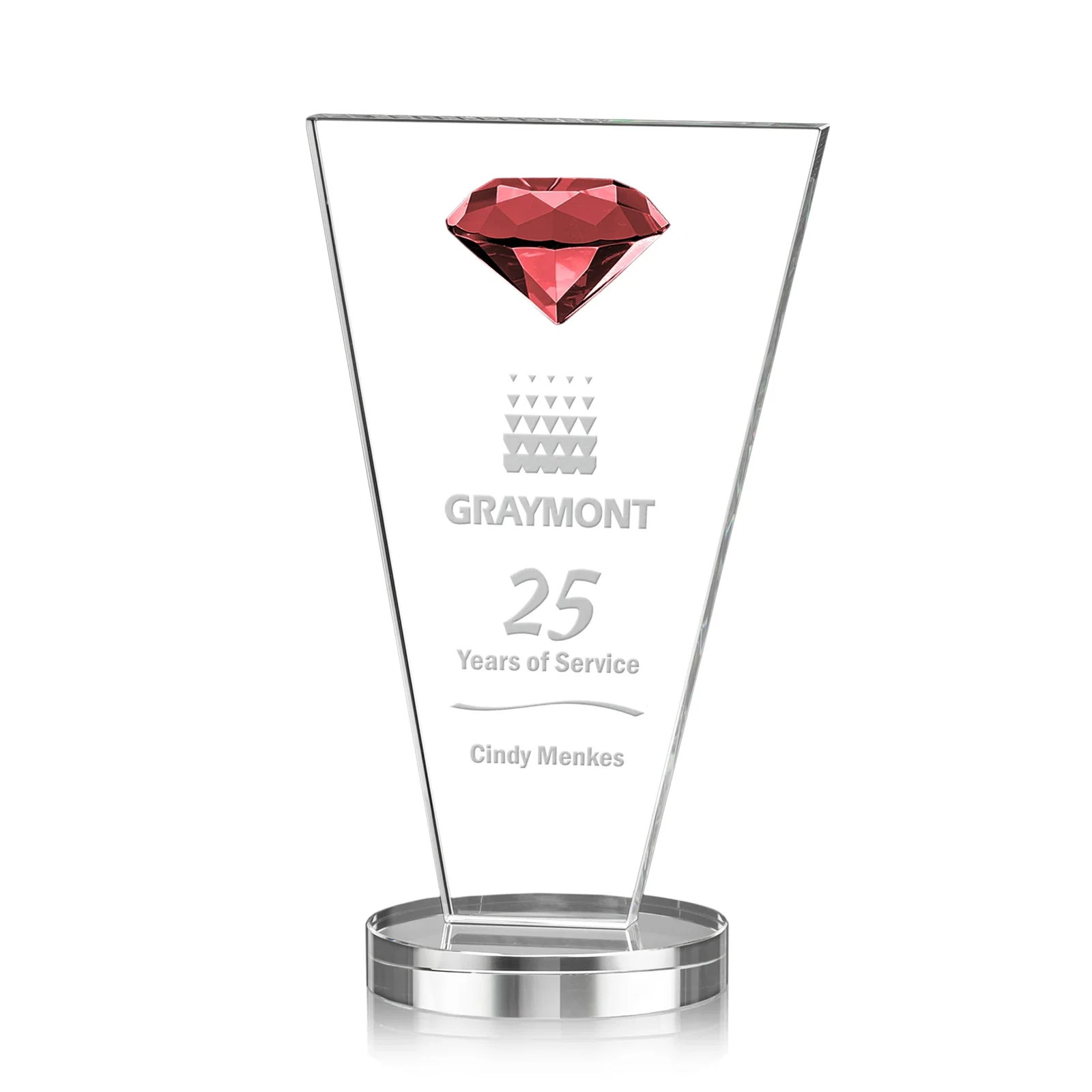 Personalized Optical Crystal Diamond Award with Layered Faceted Gemstone for corporate award ceremonies