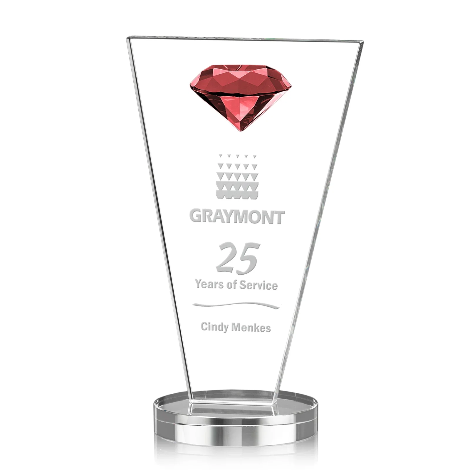 Personalized Optical Crystal Diamond Award with Layered Faceted Gemstone for sales achievement awards