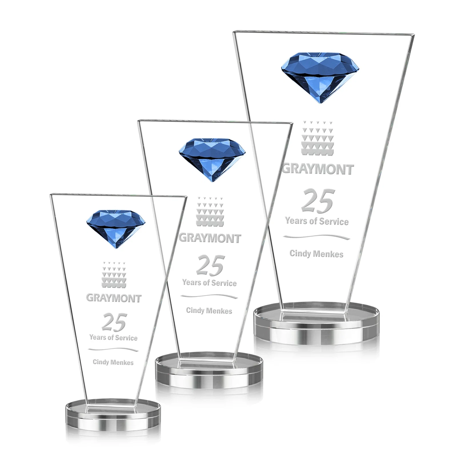 Personalized Optical Crystal Diamond Award with Layered Faceted Gemstone for retirement presentations