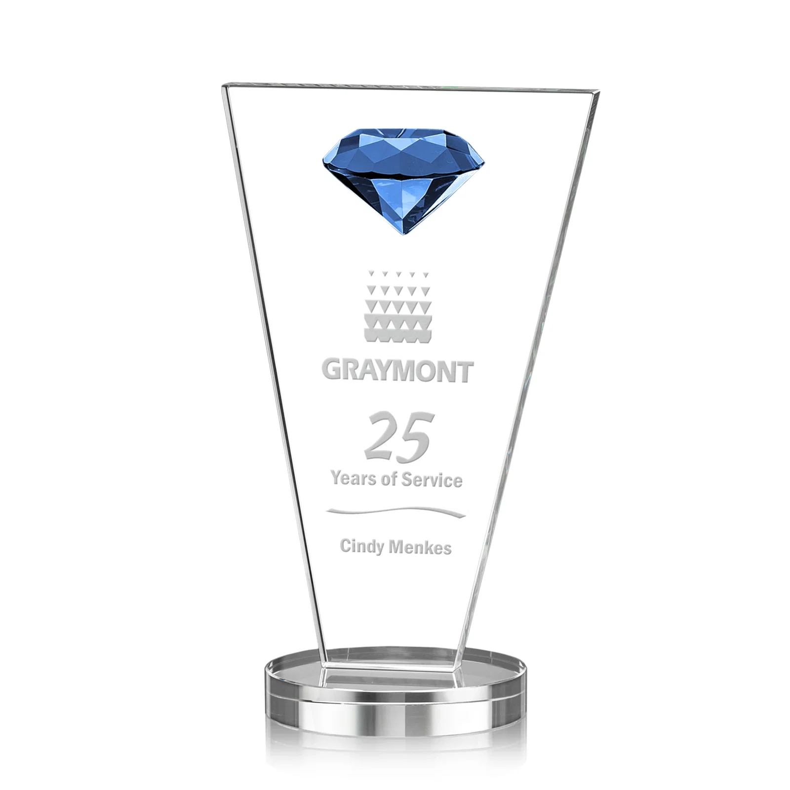 Personalized Optical Crystal Diamond Award with Layered Faceted Gemstone for team milestone celebrations
