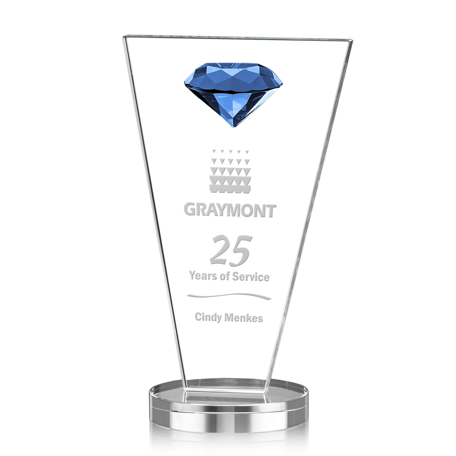 Personalized Optical Crystal Diamond Award with Layered Faceted Gemstone for graduation ceremonies