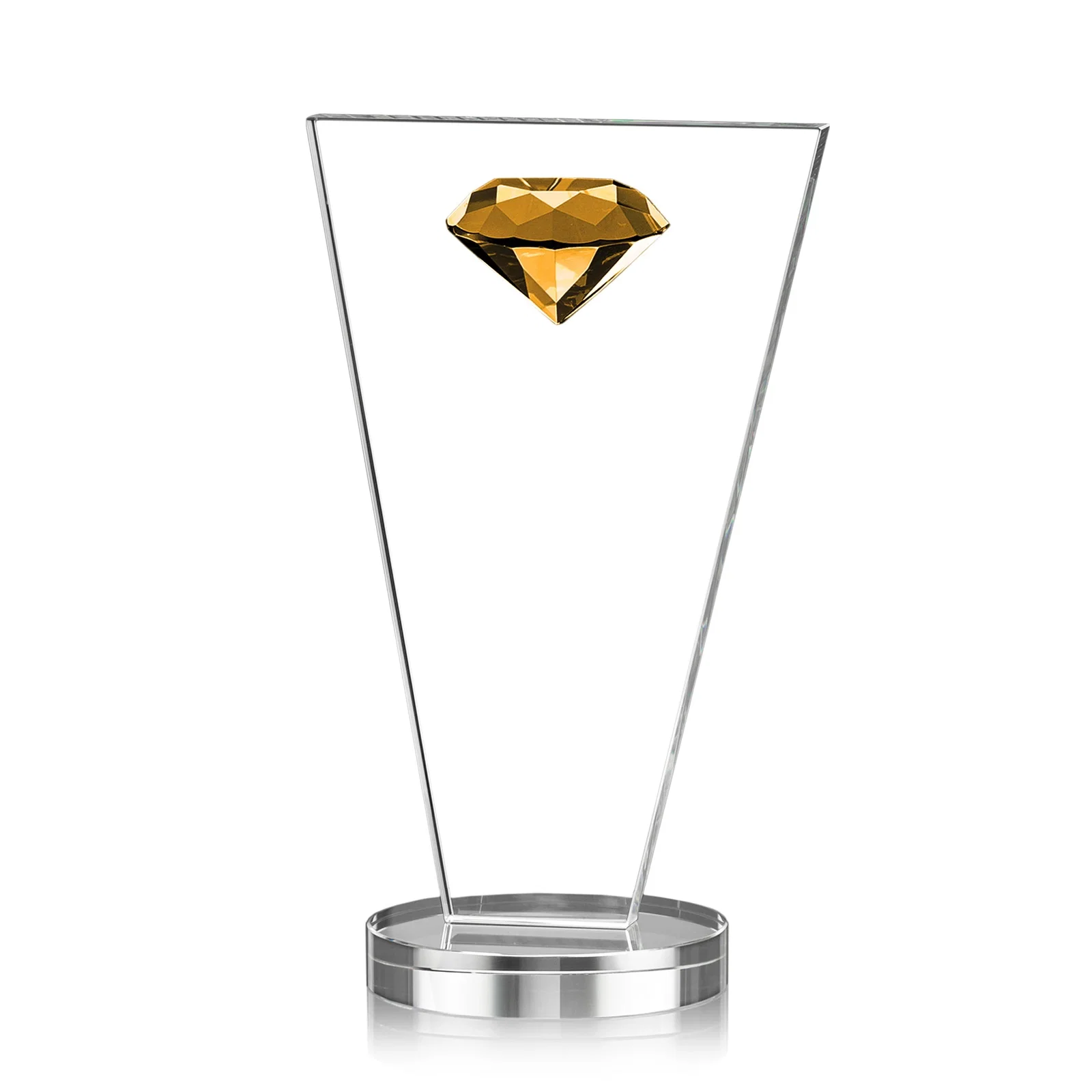 Personalized Optical Crystal Diamond Award with Layered Faceted Gemstone for company anniversary events