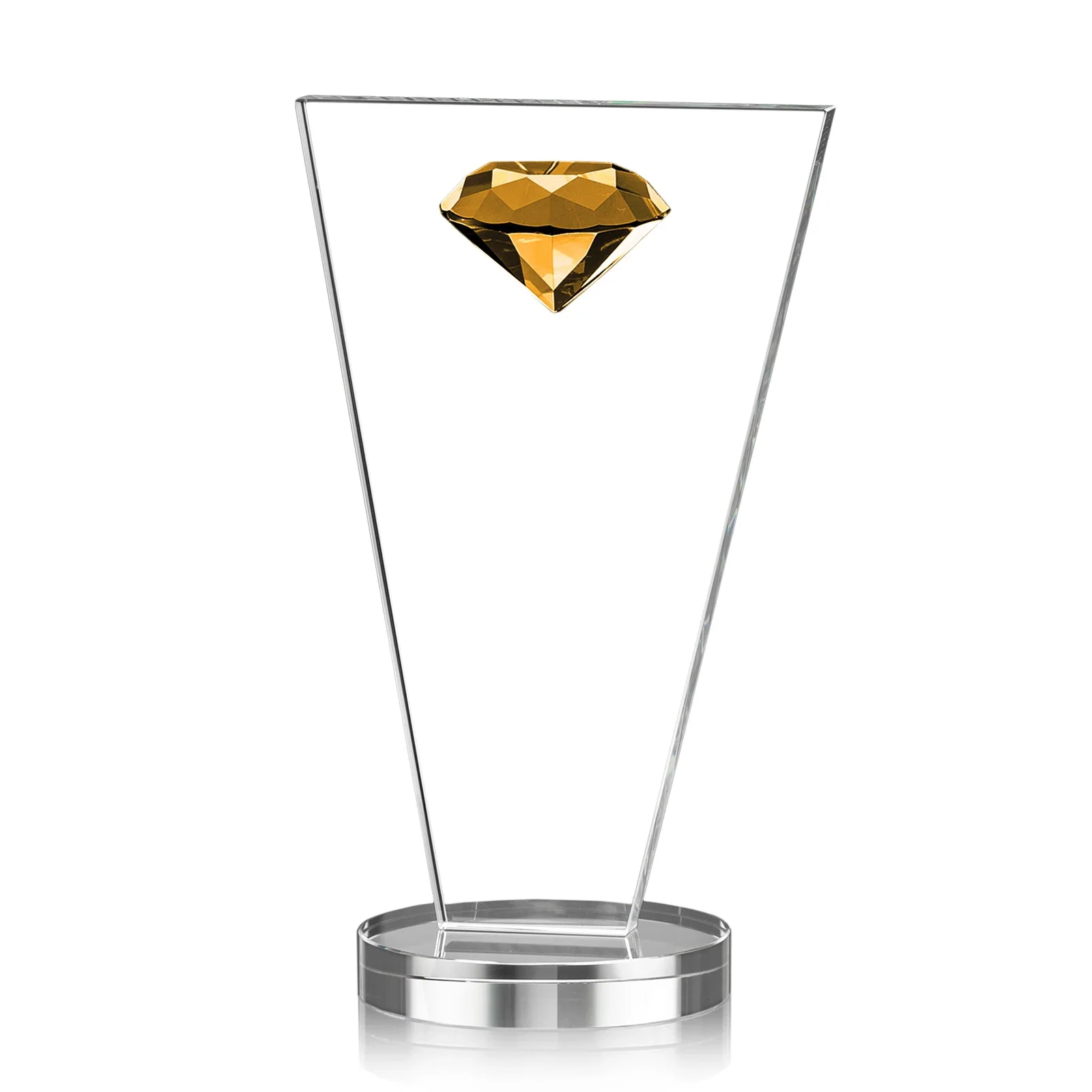 Promotional Optical Crystal Diamond Award with Layered Faceted Gemstone for employee recognition