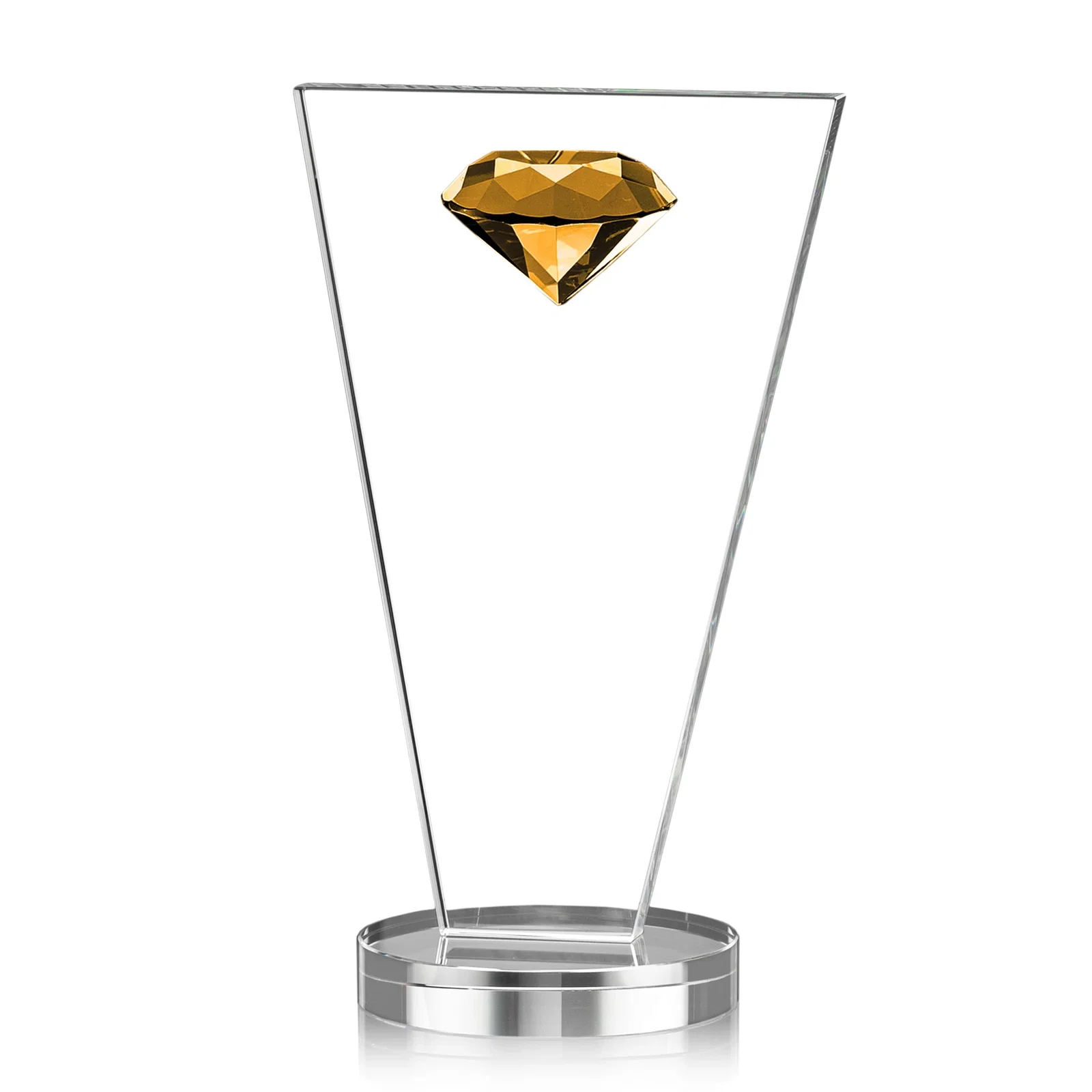 Promotional Optical Crystal Diamond Award with Layered Faceted Gemstone for corporate award ceremonies