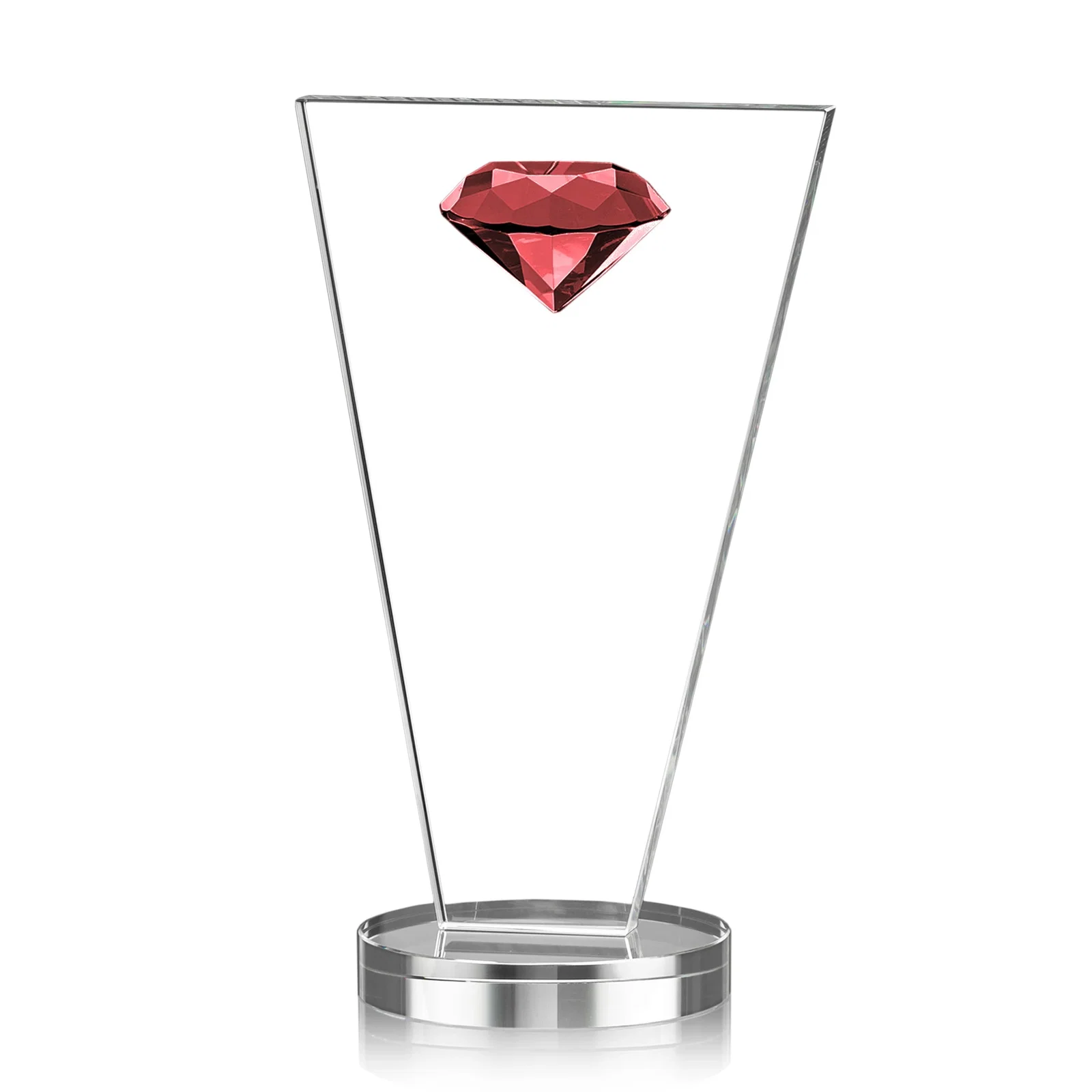 Promotional Optical Crystal Diamond Award with Layered Faceted Gemstone for donor appreciation