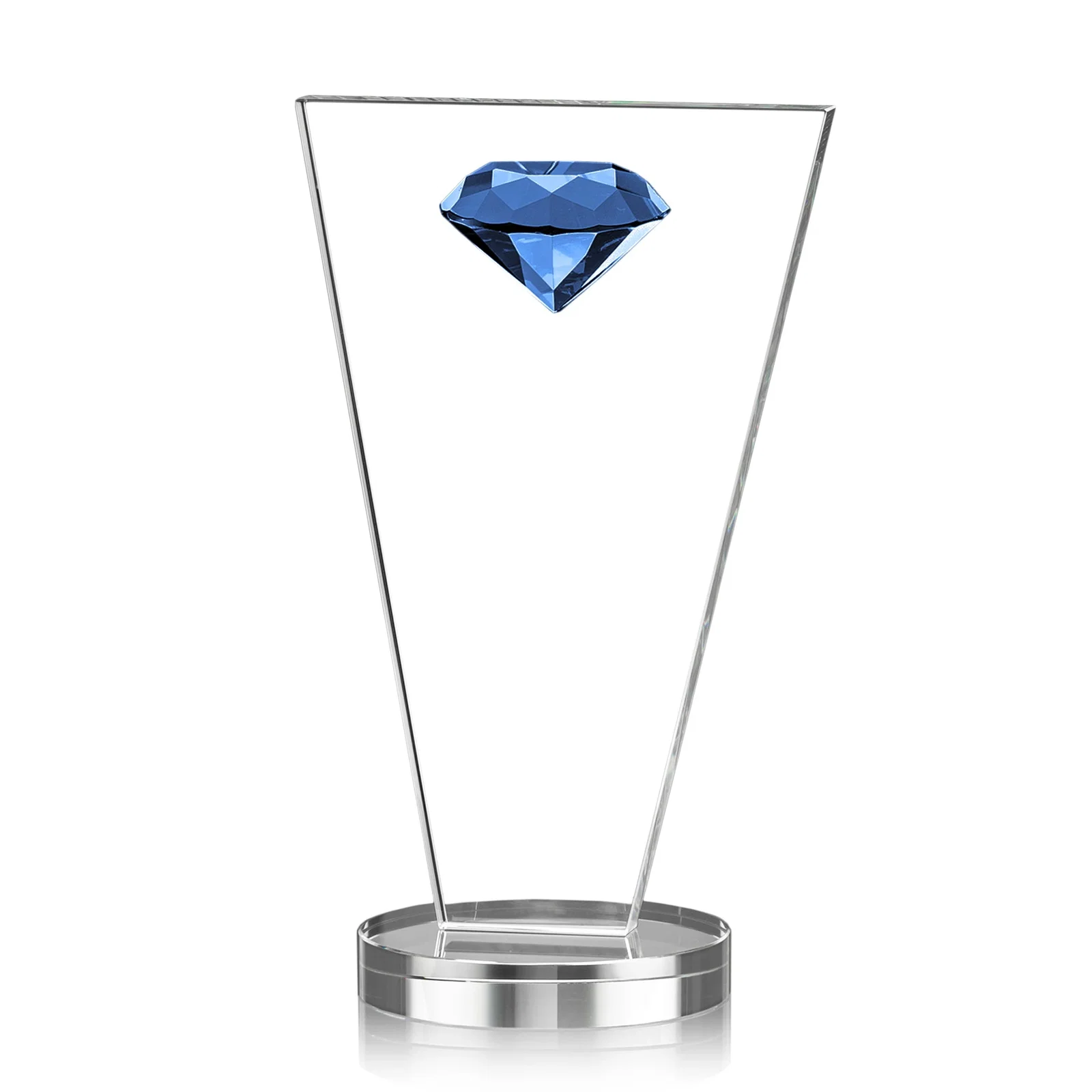 Promotional Optical Crystal Diamond Award with Layered Faceted Gemstone for volunteer appreciation