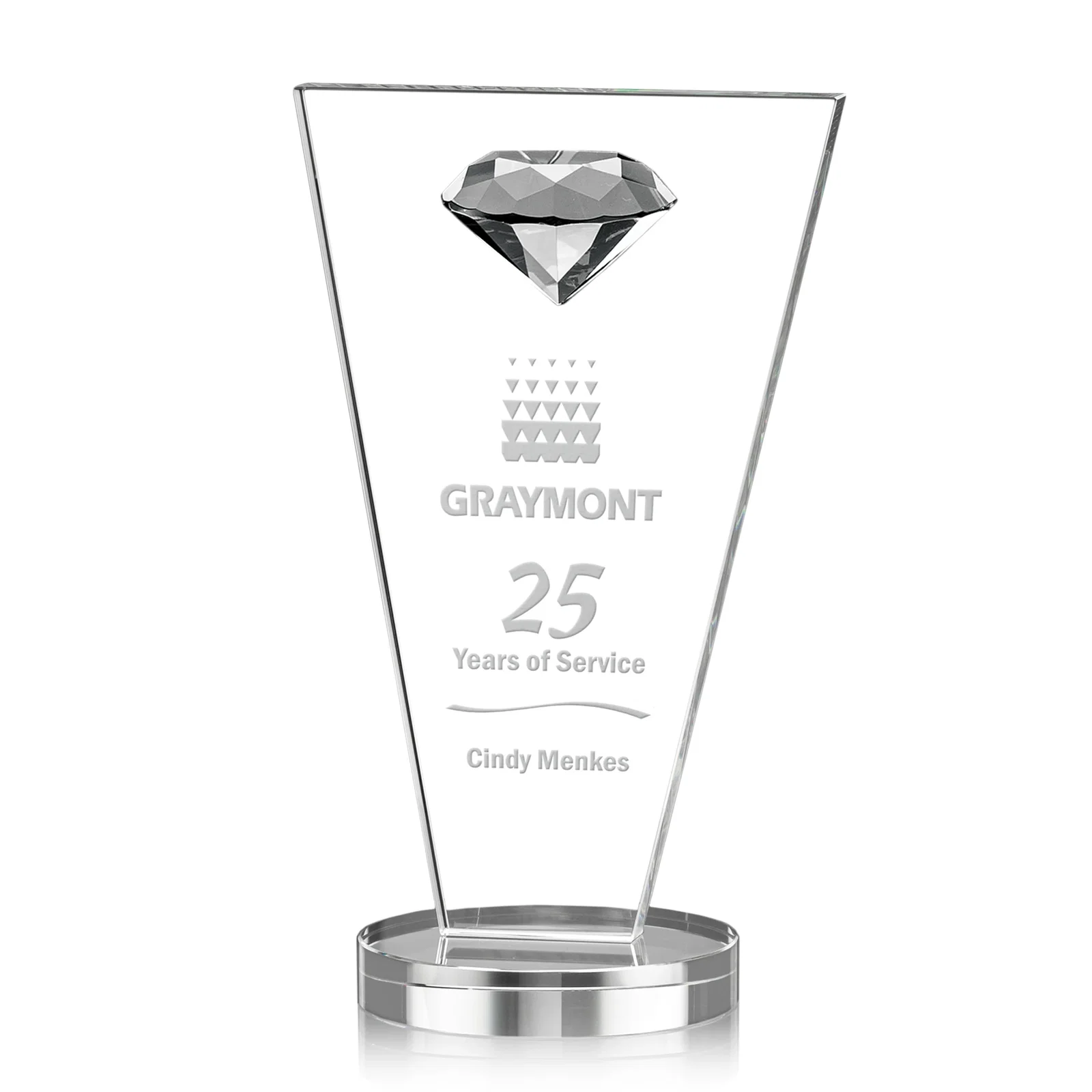 Custom Optical Crystal Diamond Award with Layered Faceted Gemstone for sales achievement awards