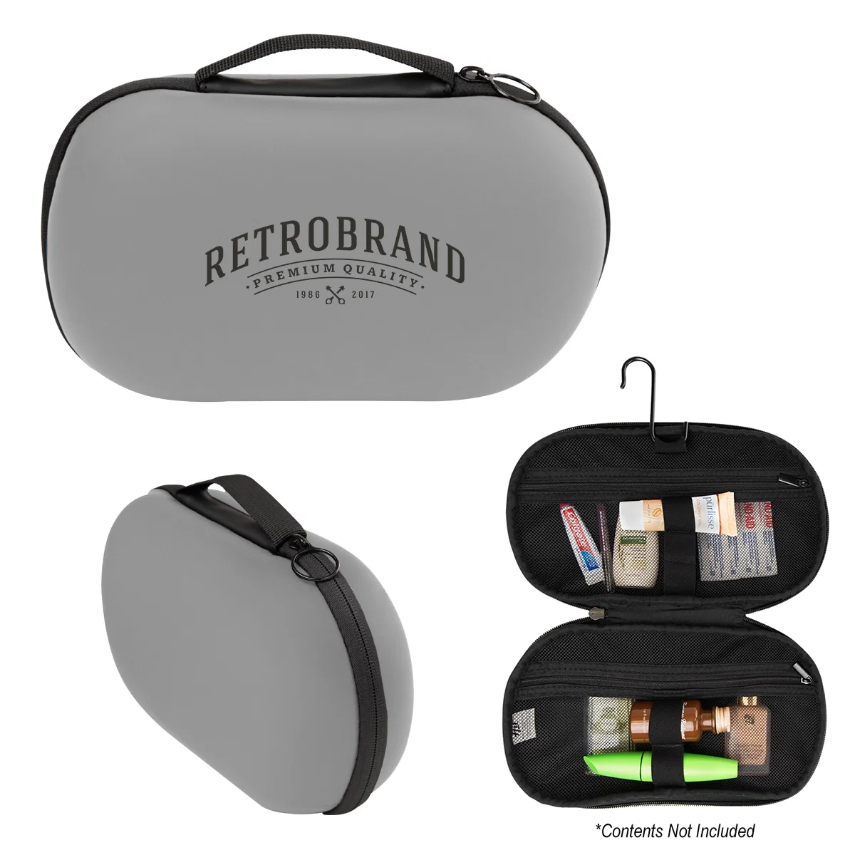 Angled view of the soft travel case from the side