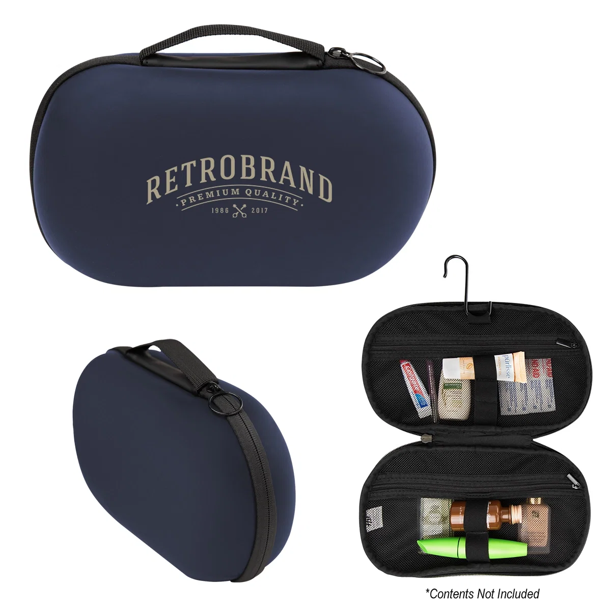 Interior compartment sized to hold bottles and grooming basics