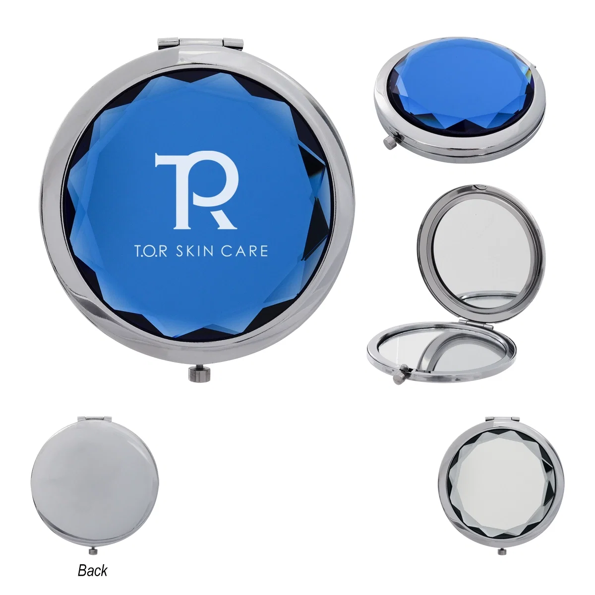 Compact opened to reveal the mirrored interior