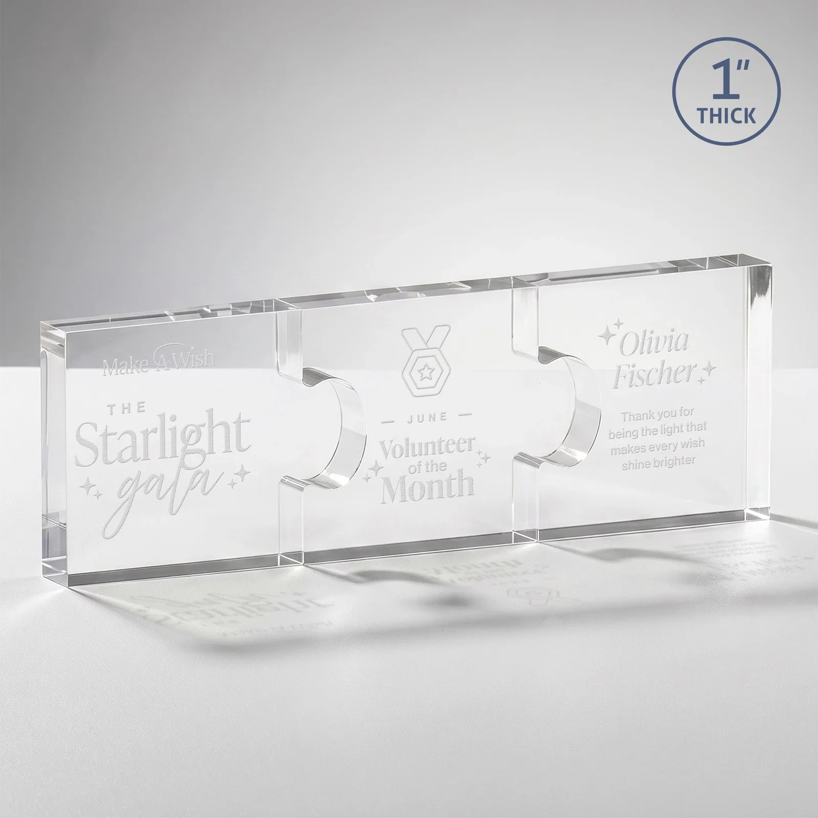 Custom Acrylic Puzzle-Piece Award With 4.5 x 3.5-Inch Sections, desk awards for retirement presentations