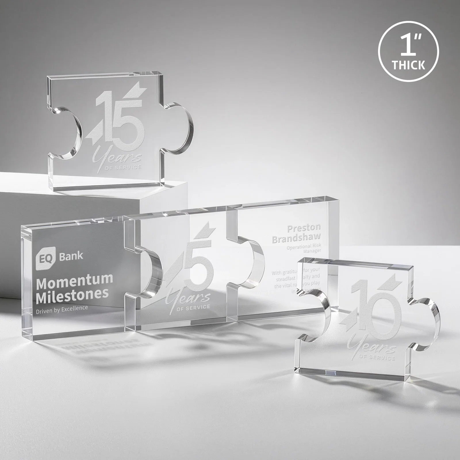 Custom Acrylic Interlocking Puzzle-Piece Award - Jigsaw Compact, desk awards for employee recognition