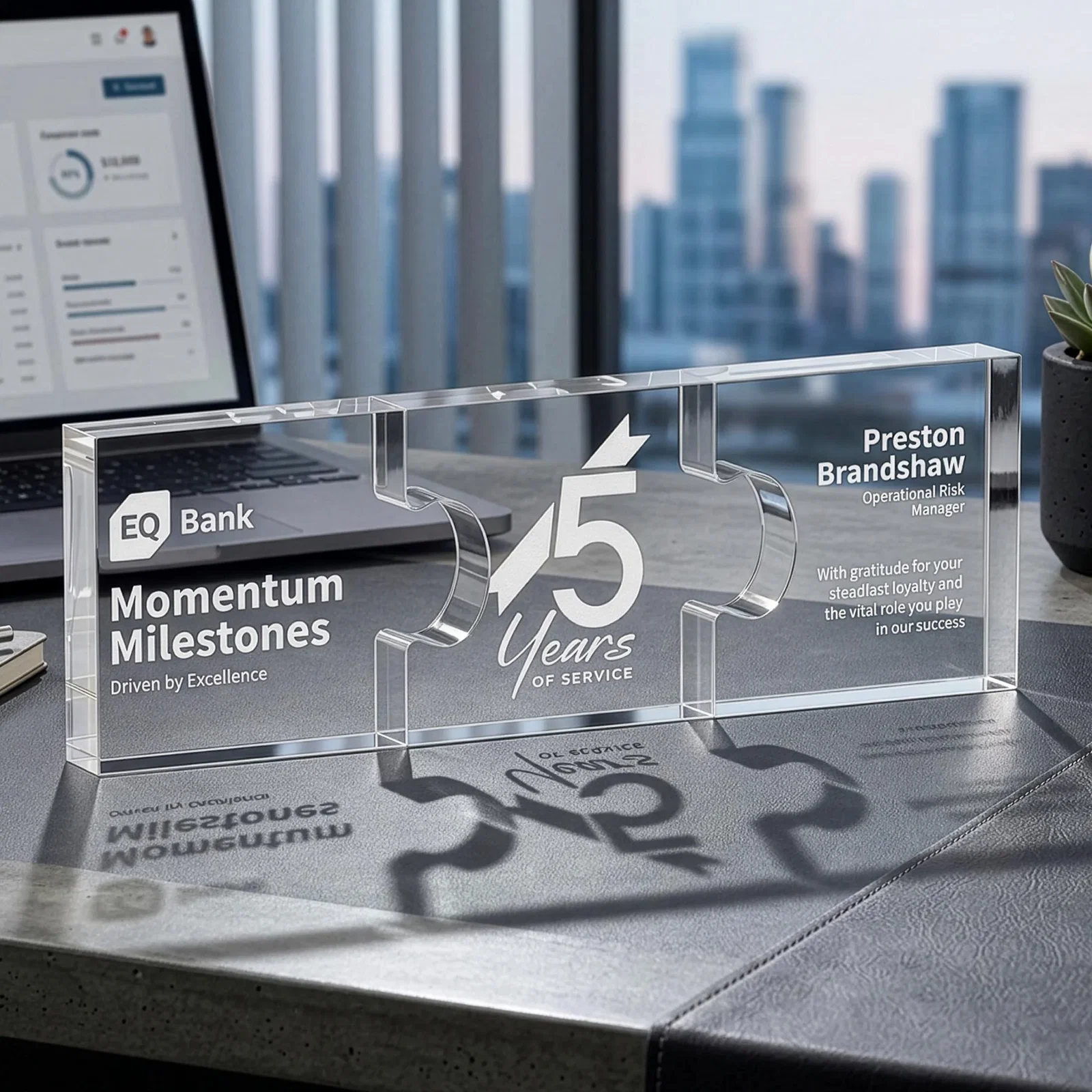 Custom Acrylic Interlocking Puzzle-Piece Award - Jigsaw Compact, desk awards for team milestone celebrations