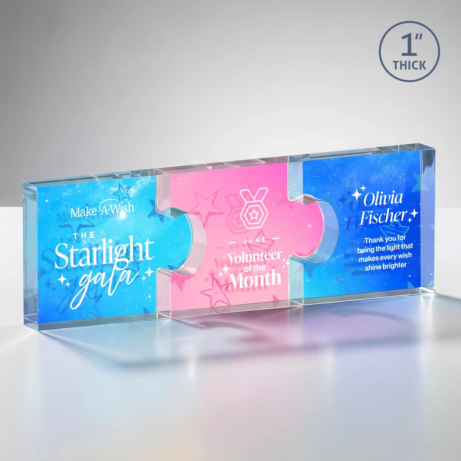 Custom Acrylic Interlocking Puzzle-Piece Award - Jigsaw Large, desk awards for dealer and partner awards