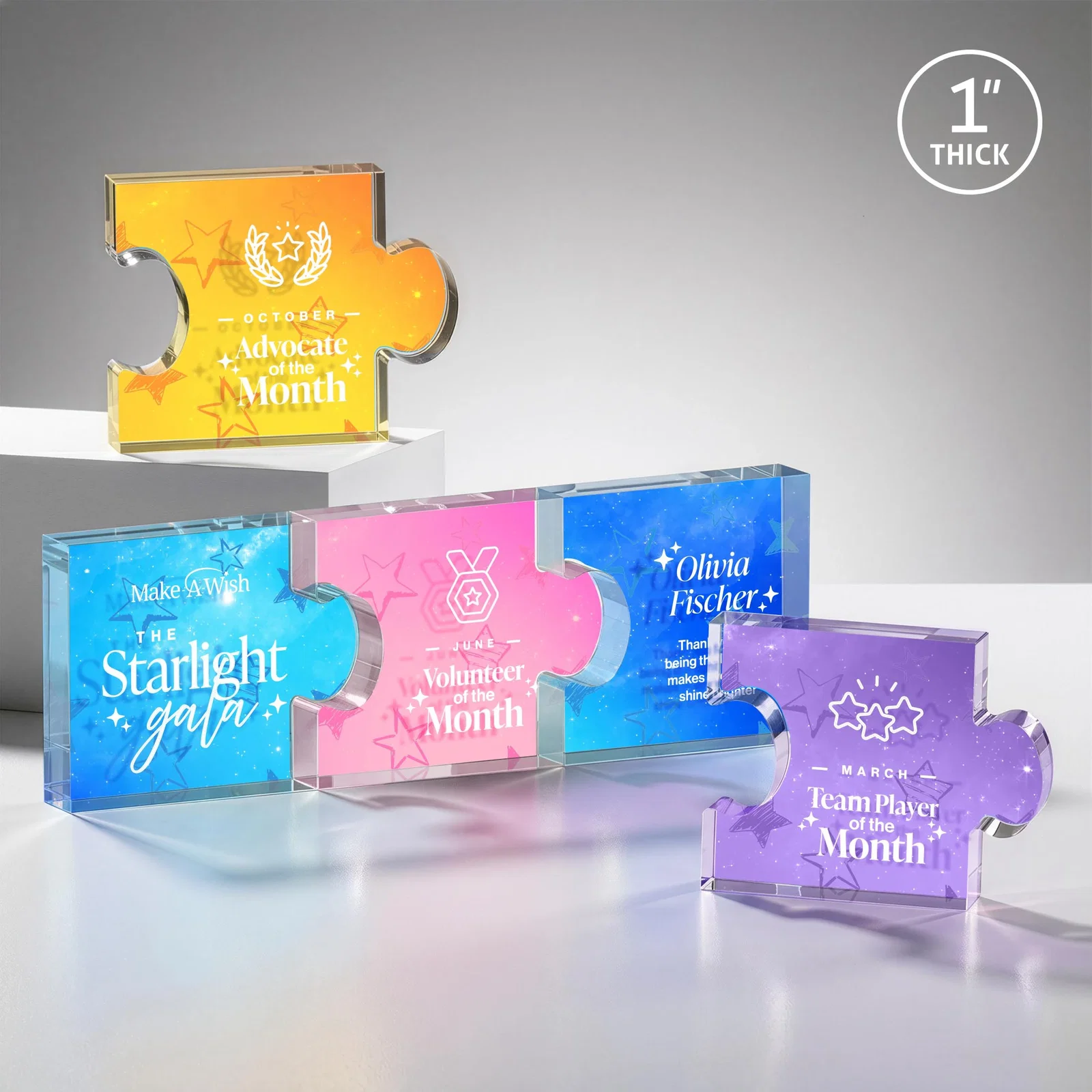 Custom Acrylic Interlocking Puzzle-Piece Award - Jigsaw Large, desk awards for donor appreciation