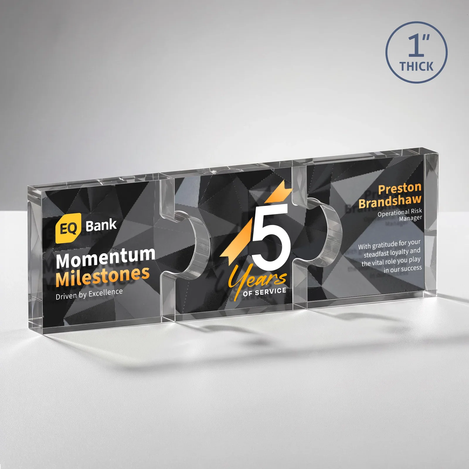 Custom Acrylic Puzzle-Piece Award With 3.75 x 3-Inch Sections, desk awards for dealer and partner awards