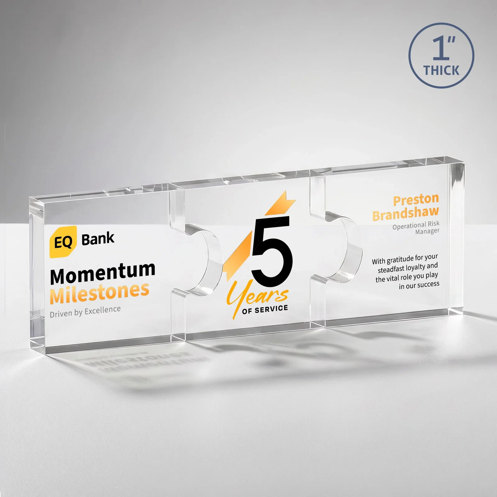 Custom Acrylic Puzzle-Piece Award With 3.75 x 3-Inch Sections, desk awards for retirement presentations