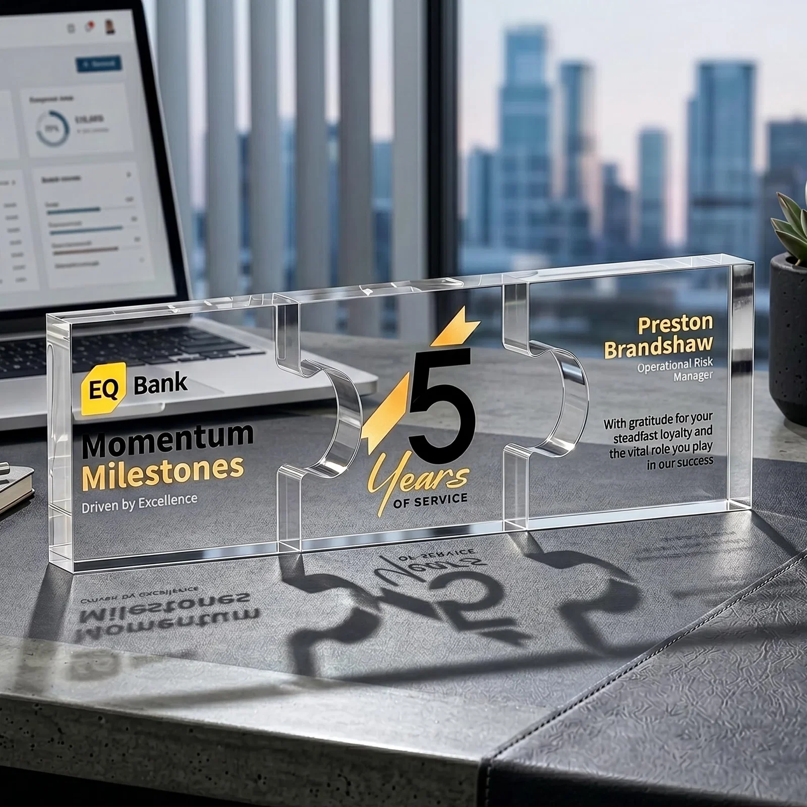 Custom Acrylic Puzzle-Piece Award With 3.75 x 3-Inch Sections, desk awards for team milestone celebrations
