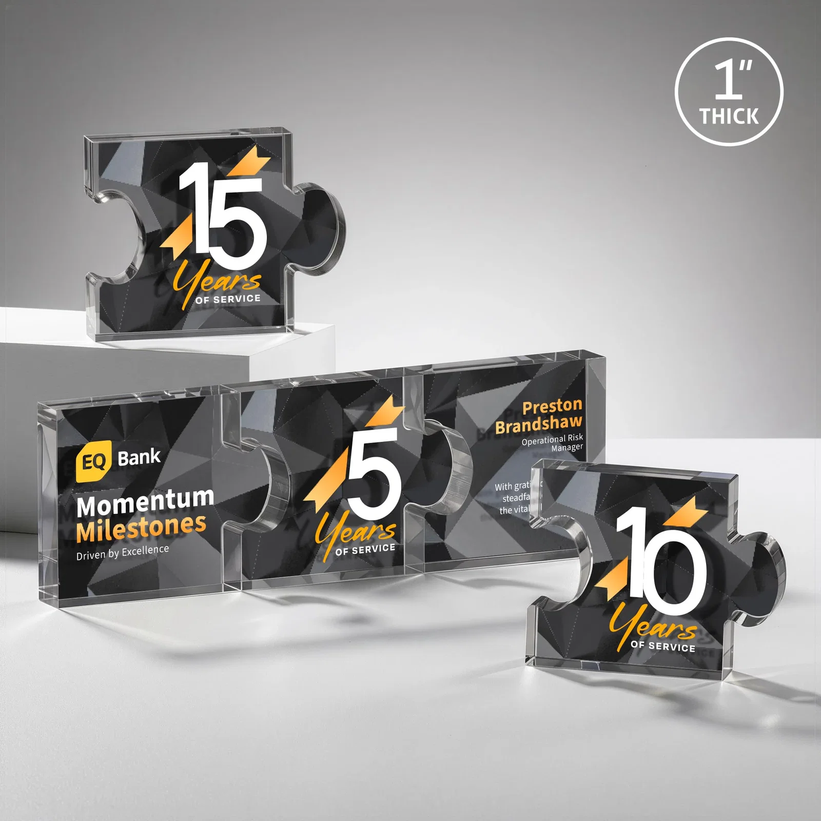 Custom Acrylic Puzzle-Piece Award With 3.75 x 3-Inch Sections, desk awards for donor appreciation