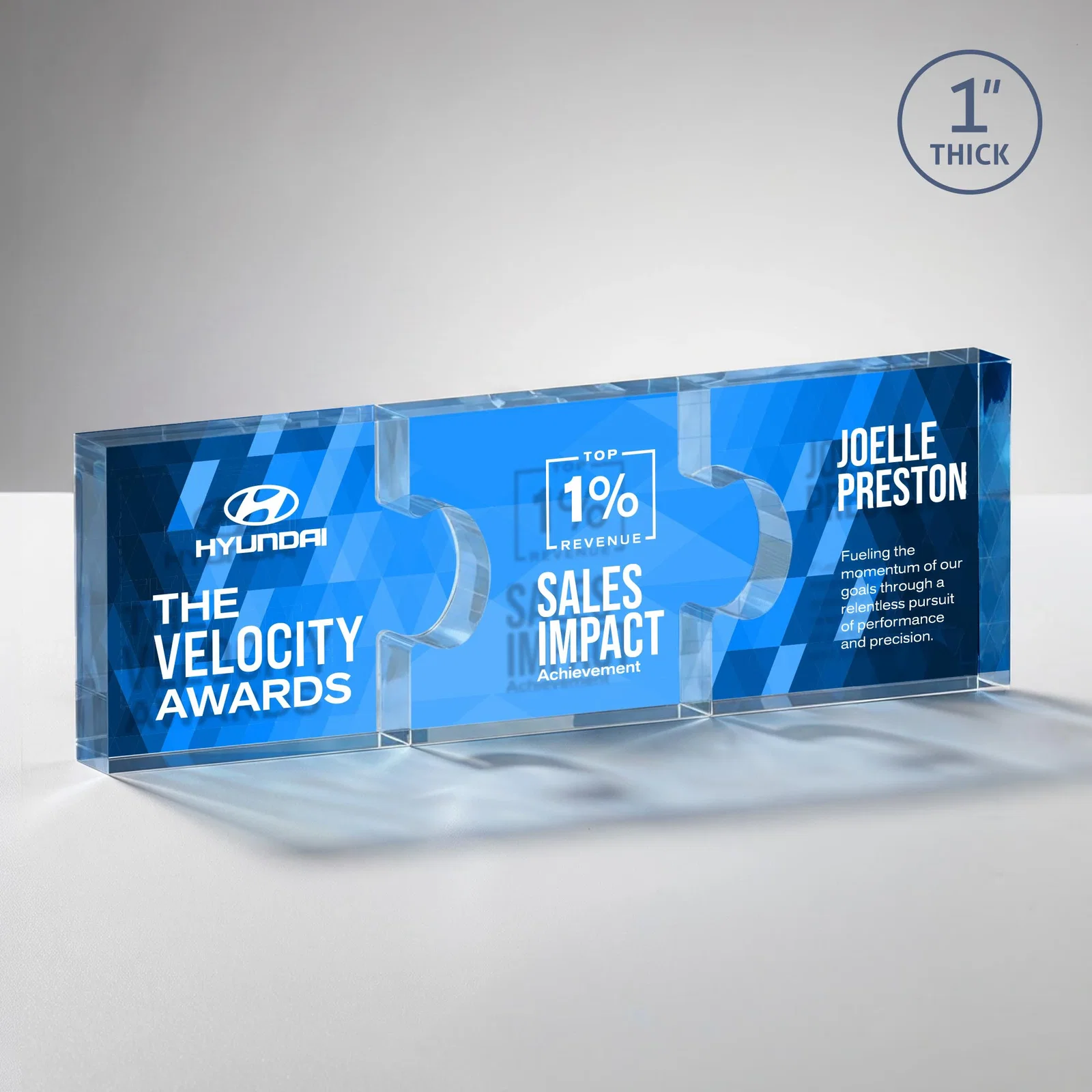 Custom Acrylic Interlocking Puzzle-Piece Award - Jigsaw Small, desk awards for dealer and partner awards