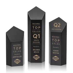 Optical Crystal Pentagon Tower Award with a Dramatic Slant
