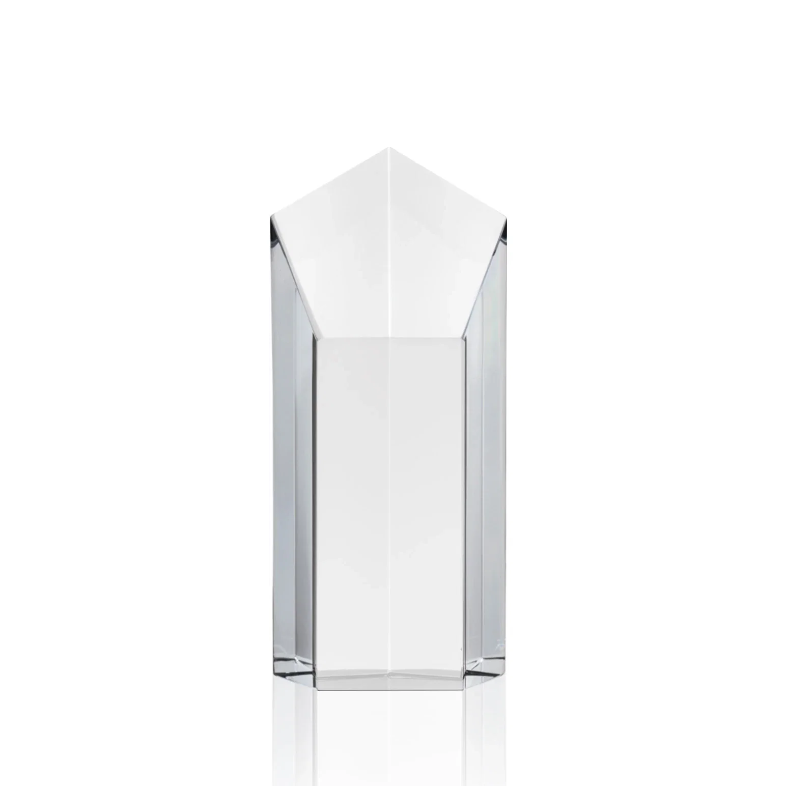 Personalized Optical Crystal Pentagon Tower Award with a Dramatic Slant for team milestone celebrations