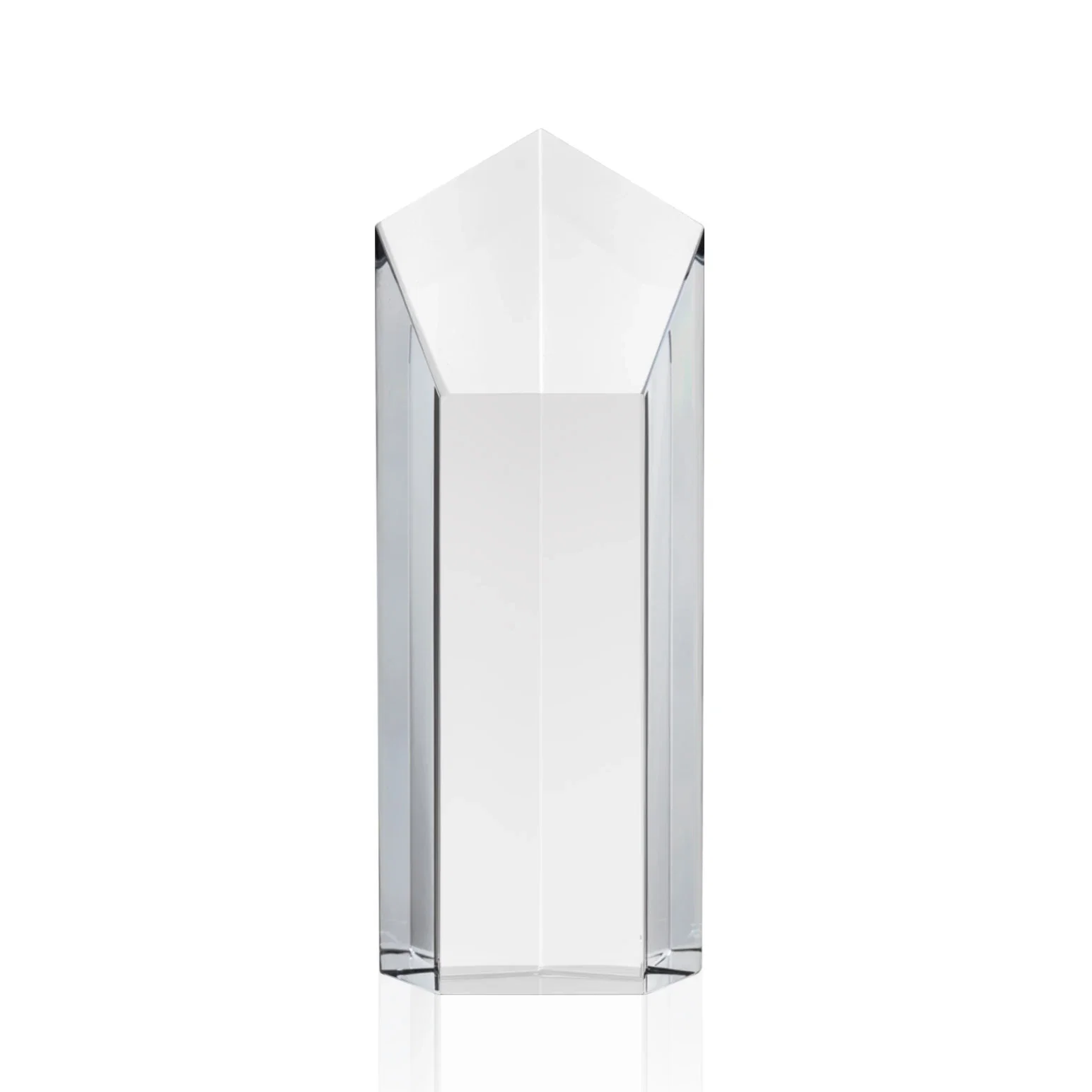 Personalized Optical Crystal Pentagon Tower Award with a Dramatic Slant for donor appreciation
