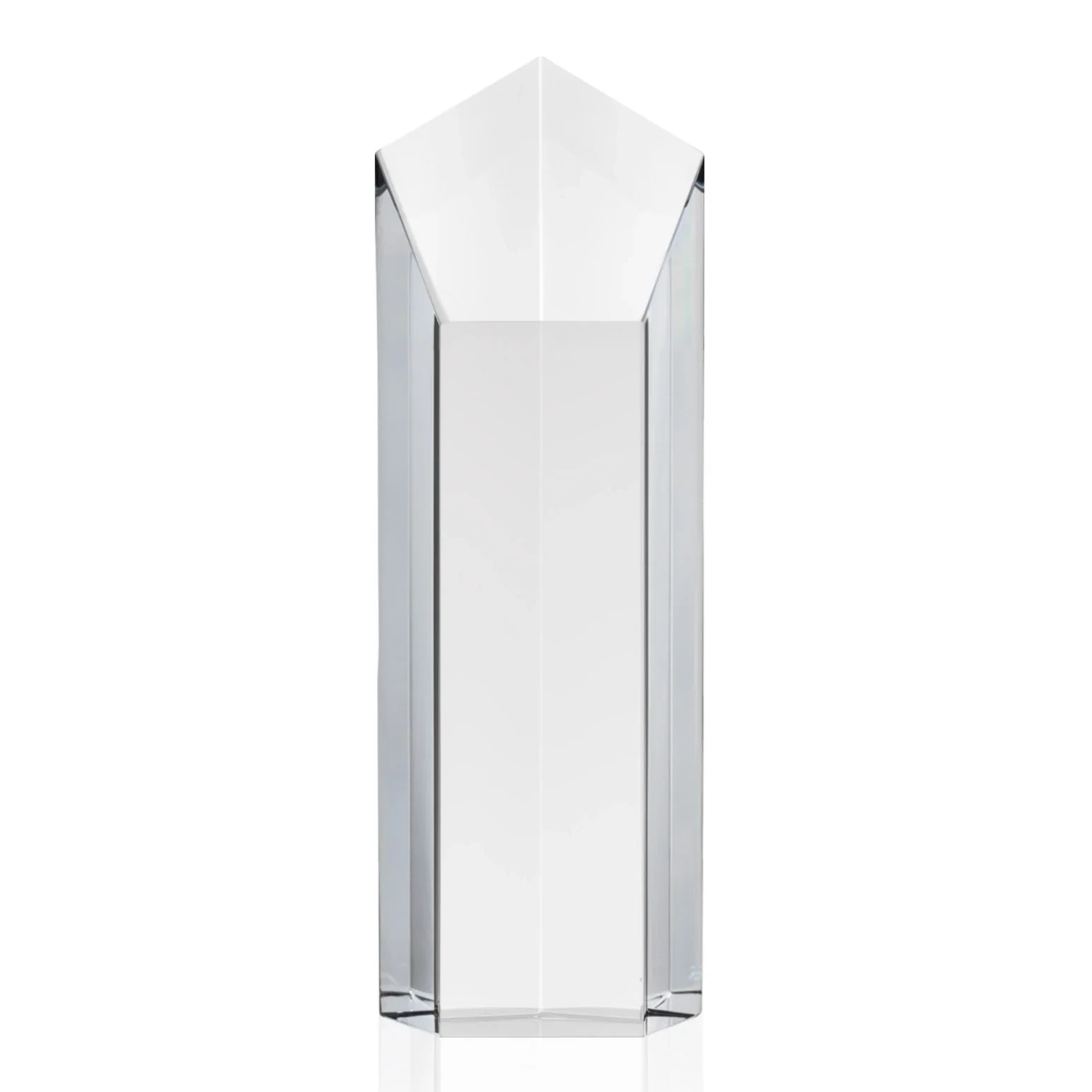 Personalized Optical Crystal Pentagon Tower Award with a Dramatic Slant for graduation ceremonies