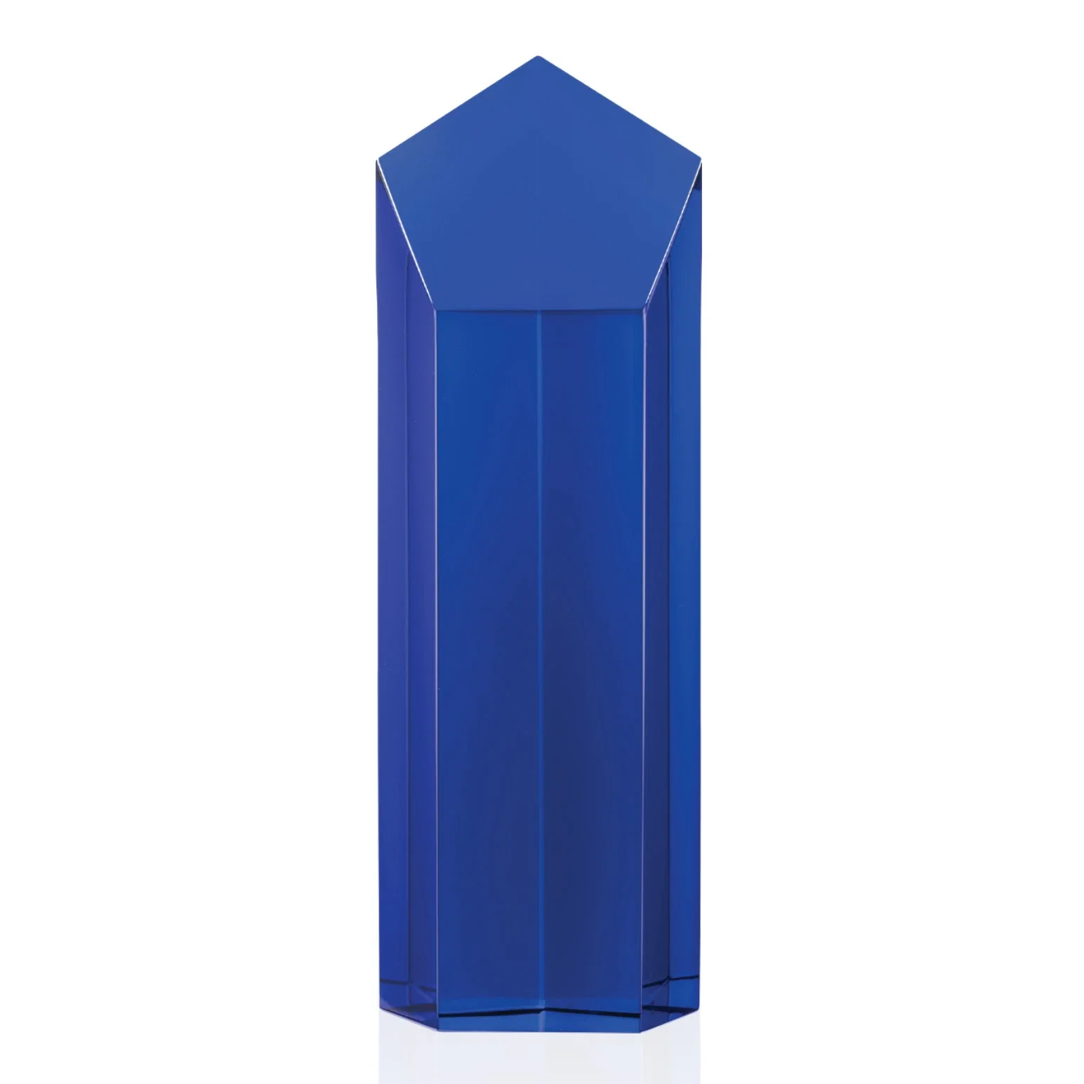 Personalized Optical Crystal Pentagon Tower Award with a Dramatic Slant for dealer and partner awards