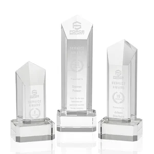 Optical Crystal Pentagon Tower Award on Clear Base