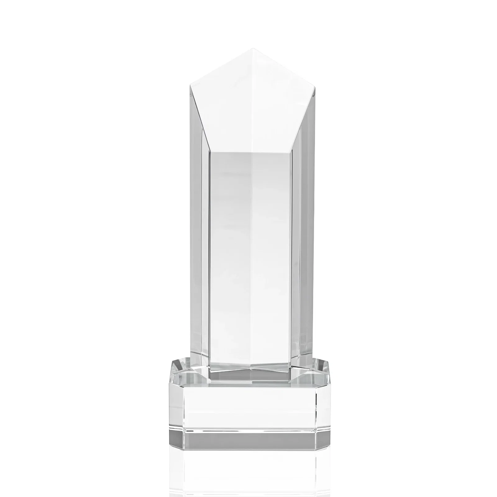 Promotional Optical Crystal Pentagon Tower Award on Clear Base for corporate award ceremonies