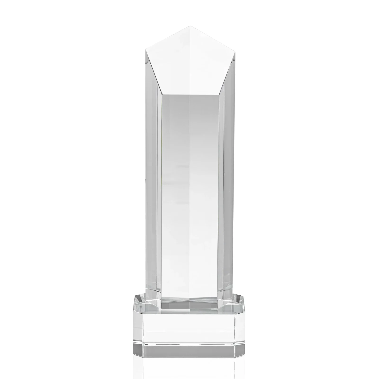 Promotional Optical Crystal Pentagon Tower Award on Clear Base for service anniversary gifts