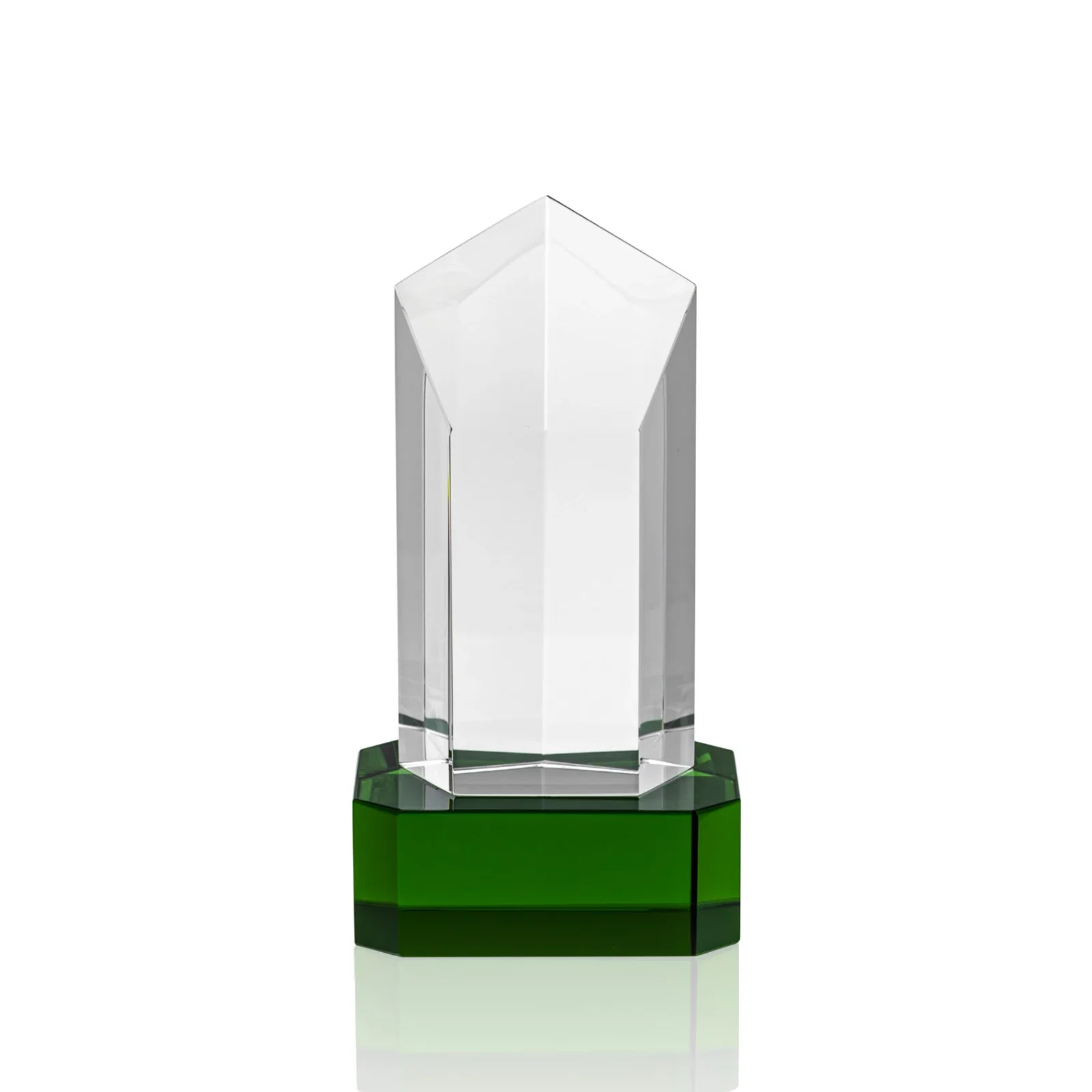 Promotional Optical Crystal Pentagon Tower Award on Clear Base for sales achievement awards